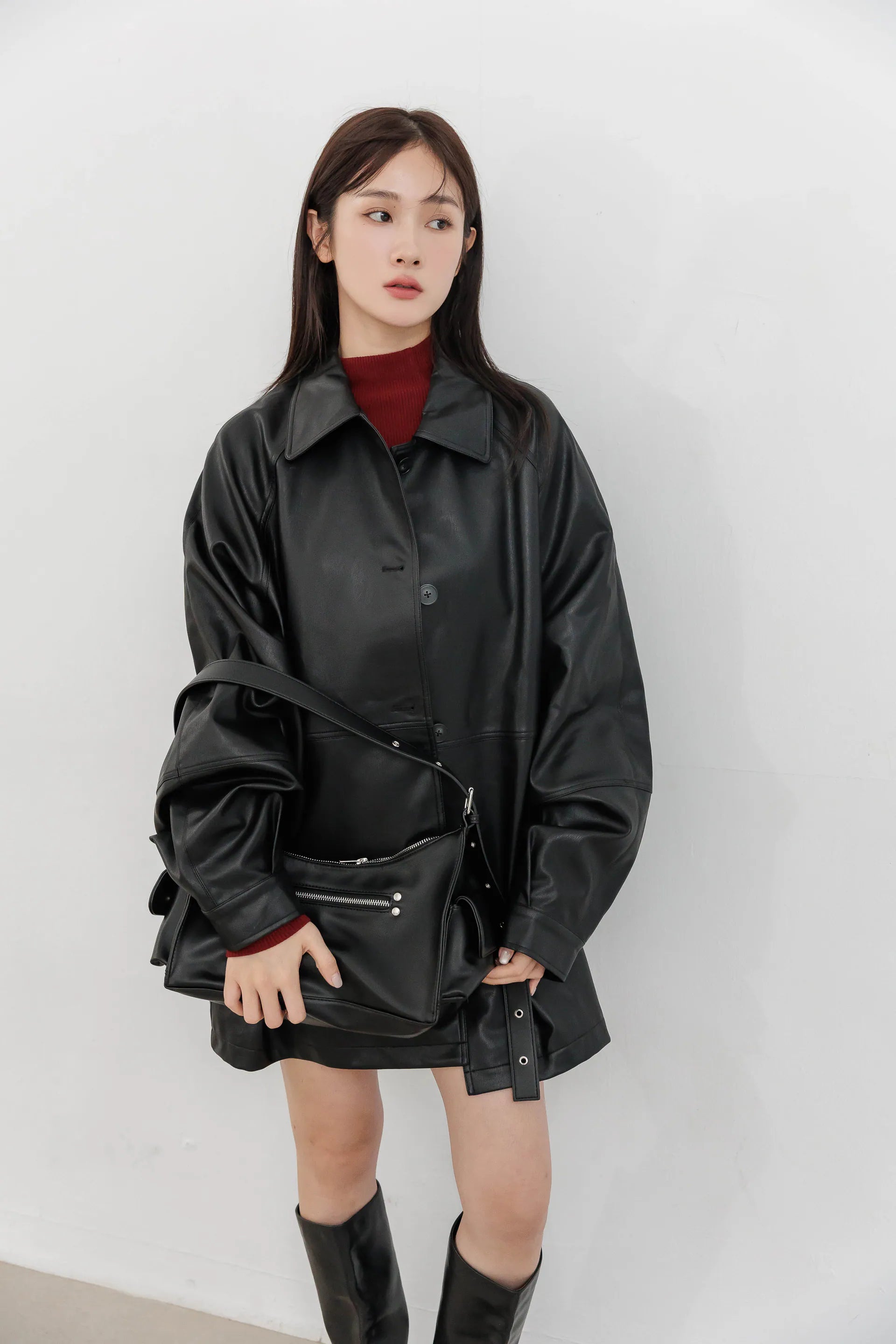 by Bello-首爾機車腋下包 皮革黑