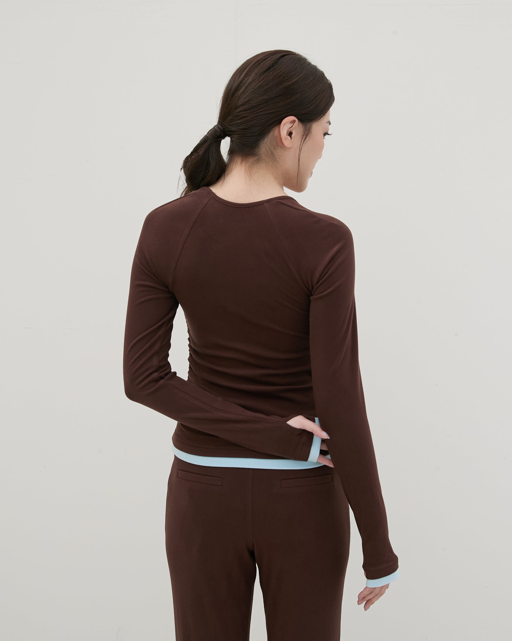 ’ sts ‘  側抽皺撞色假兩件Bra Top