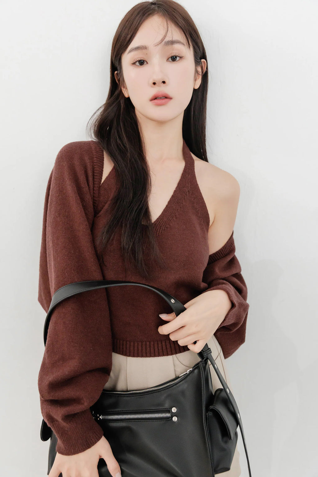 by Bello-首爾機車腋下包 麂皮深咖啡色