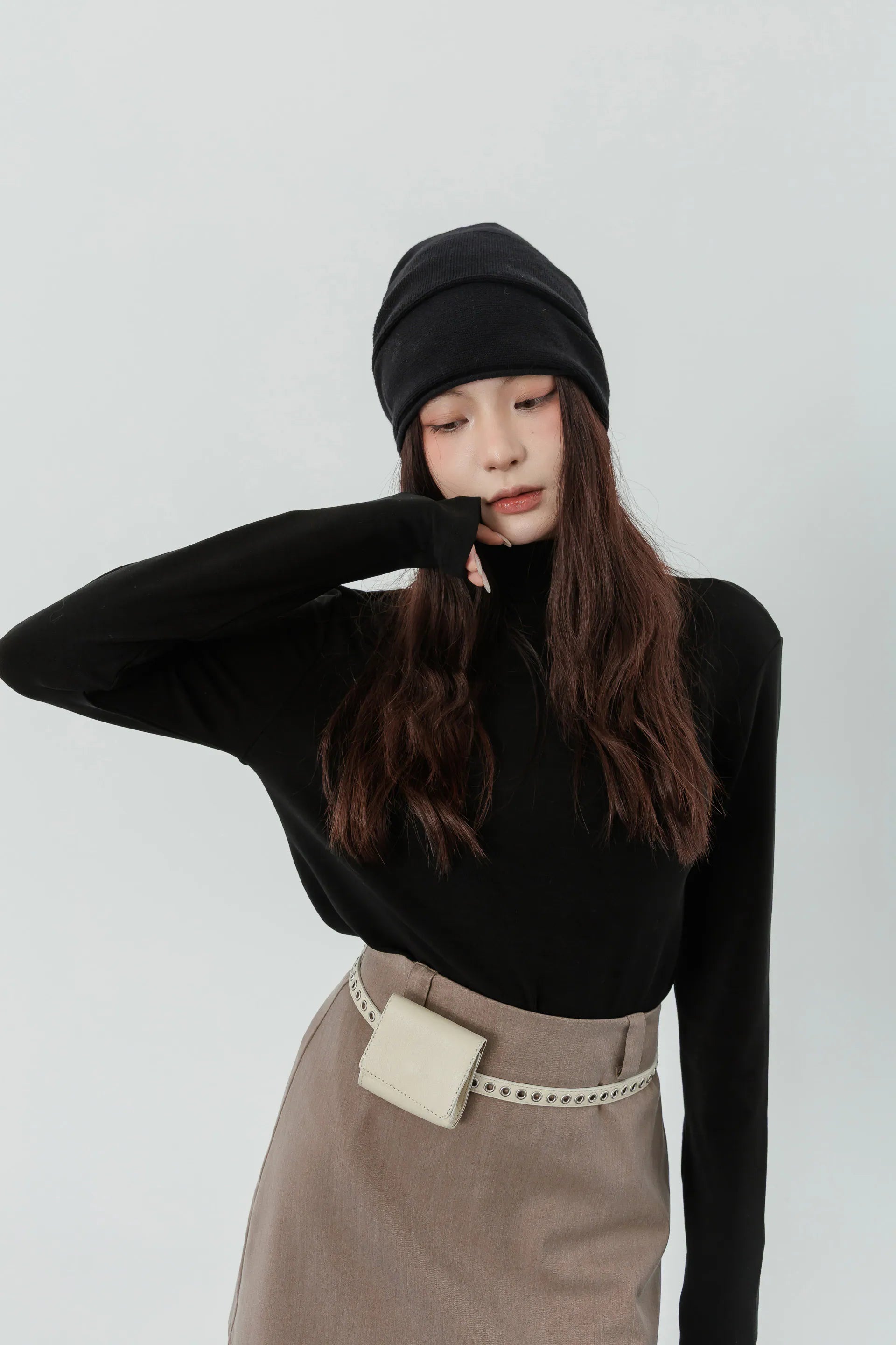 by Bello-修身直筒短西裝裙 - 奶茶色