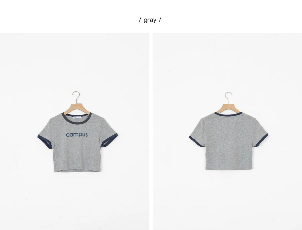 by Bello-campus撞色字母短袖 - 灰