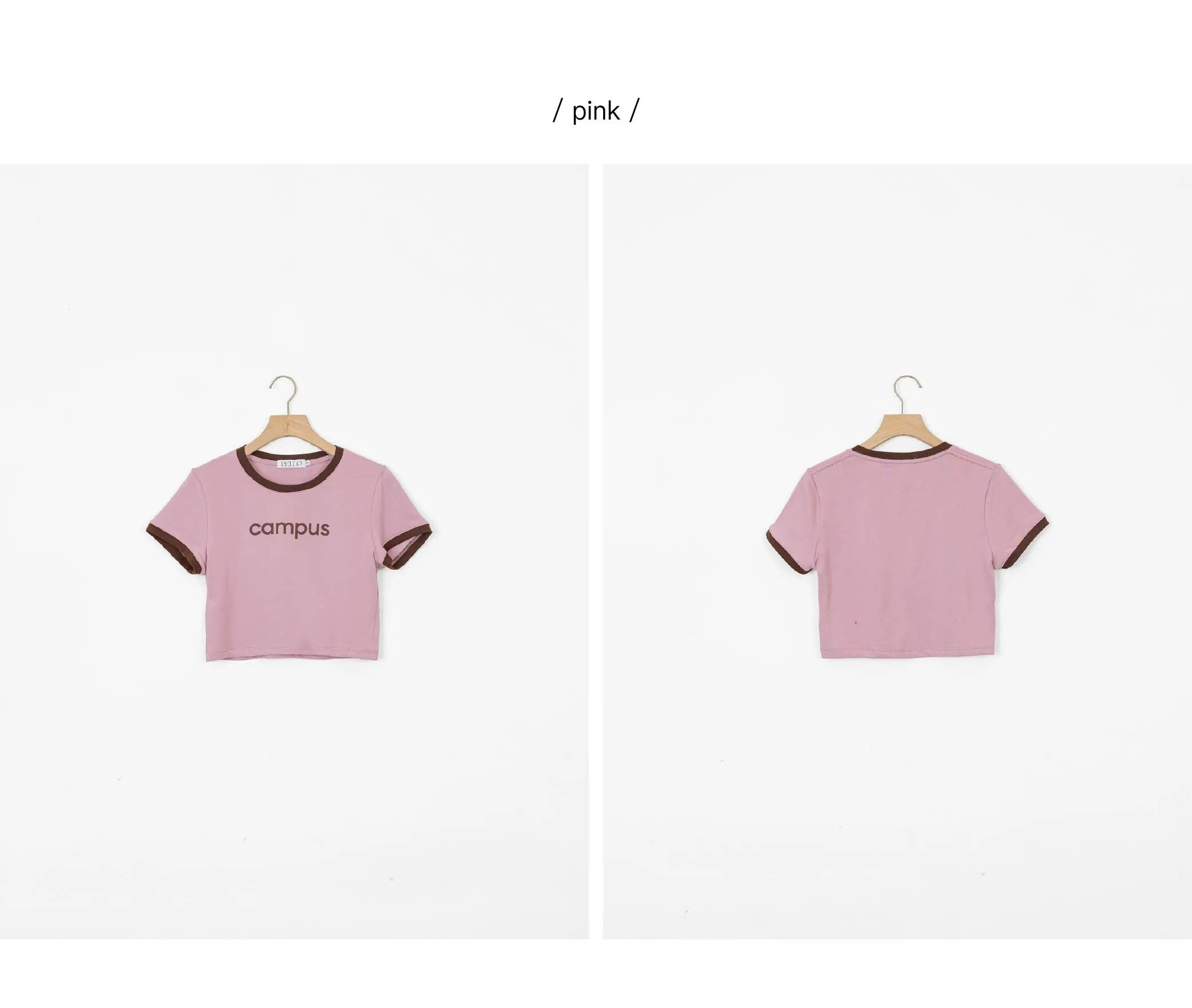 by Bello-campus撞色字母短袖 -粉紅