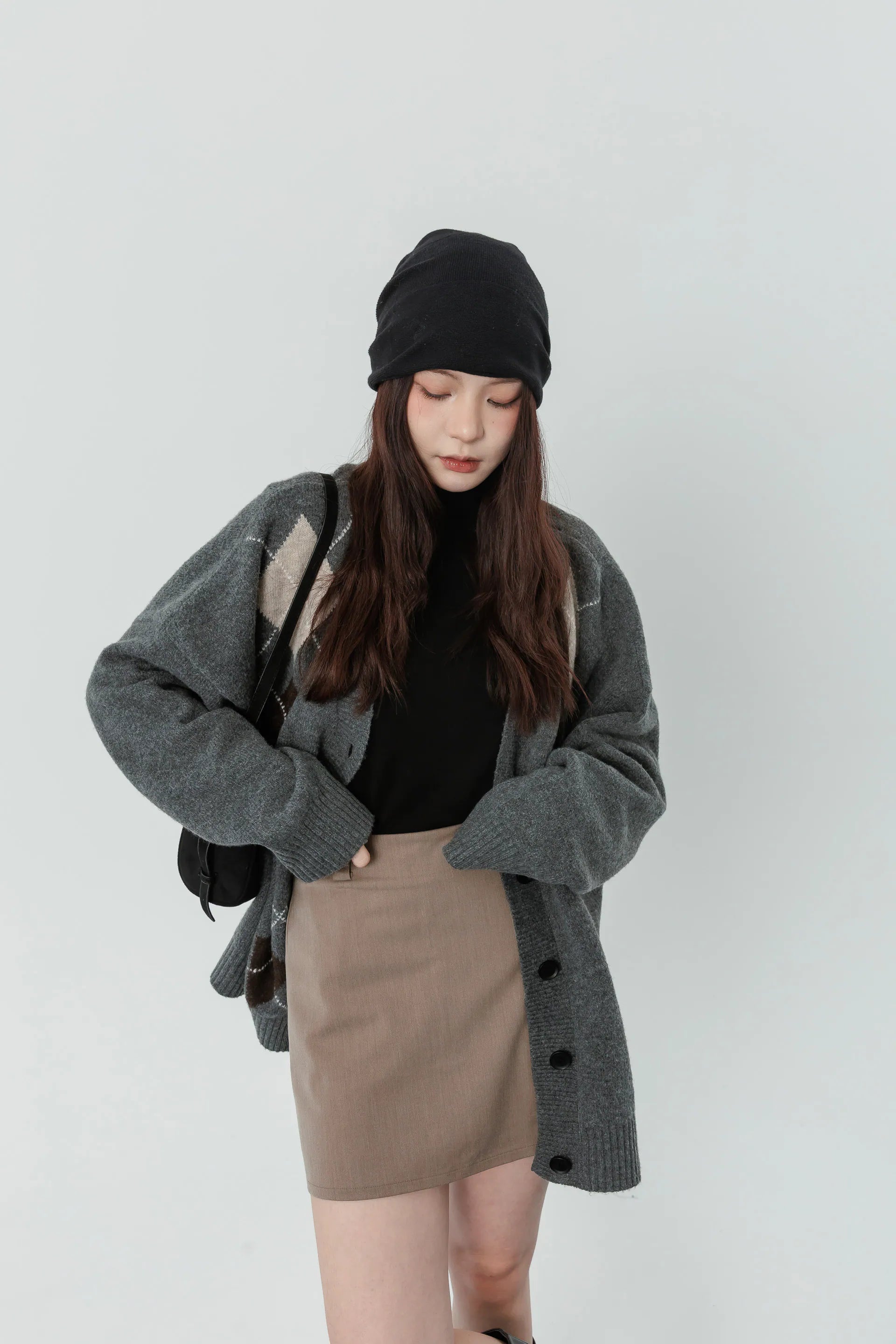 by Bello-修身直筒短西裝裙 - 奶茶色