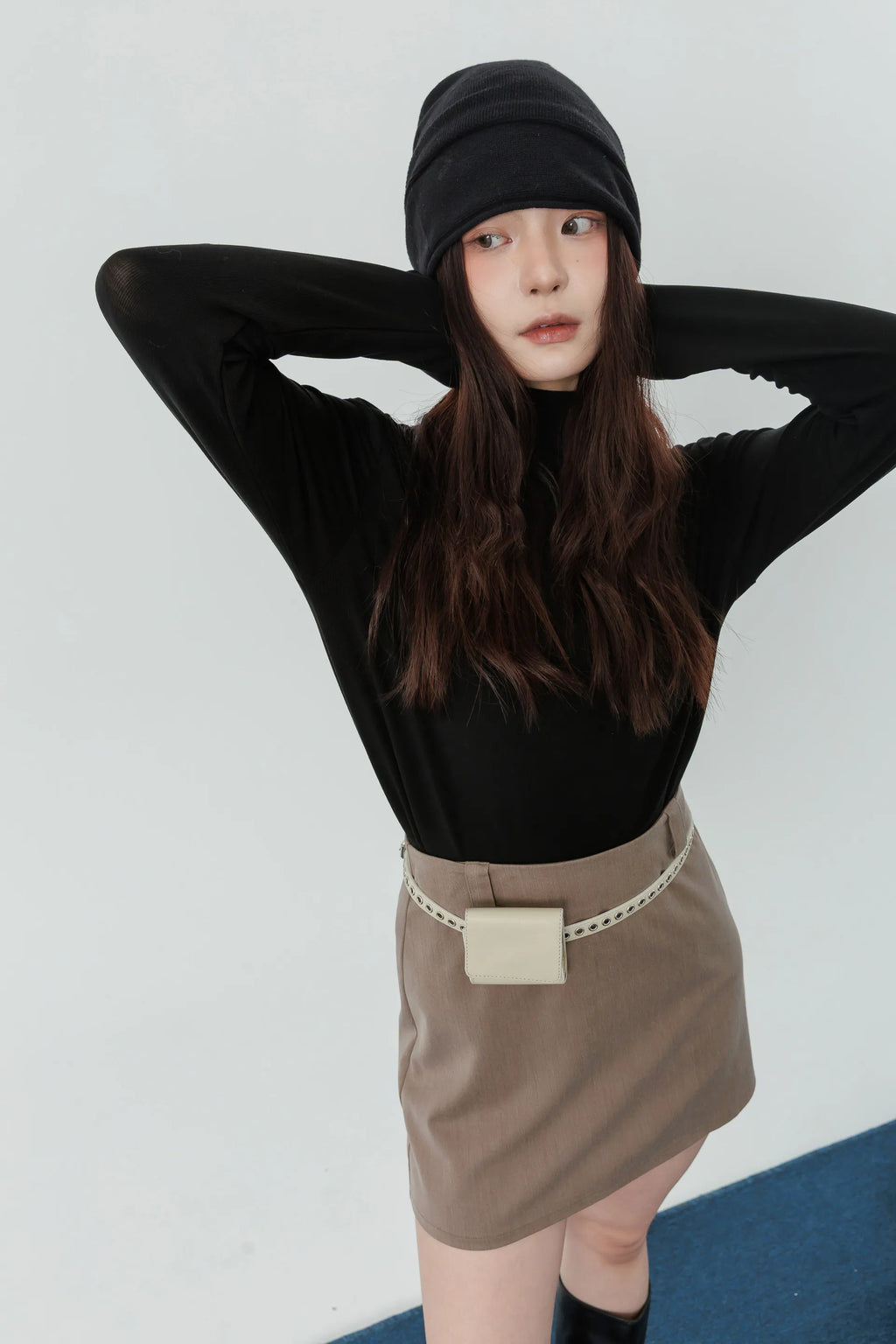 by Bello-修身直筒短西裝裙 - 奶茶色