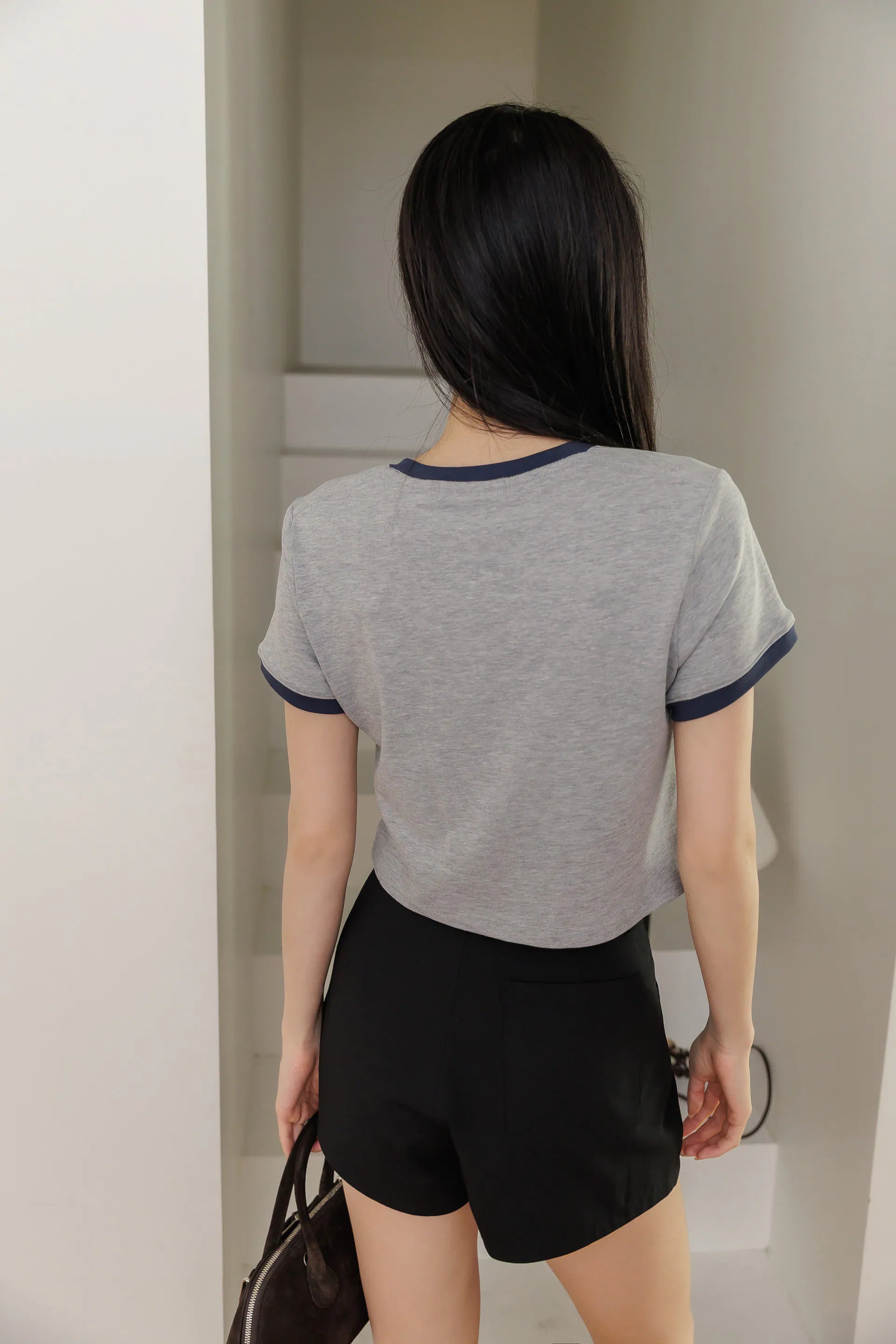 by Bello-campus撞色字母短袖 - 灰