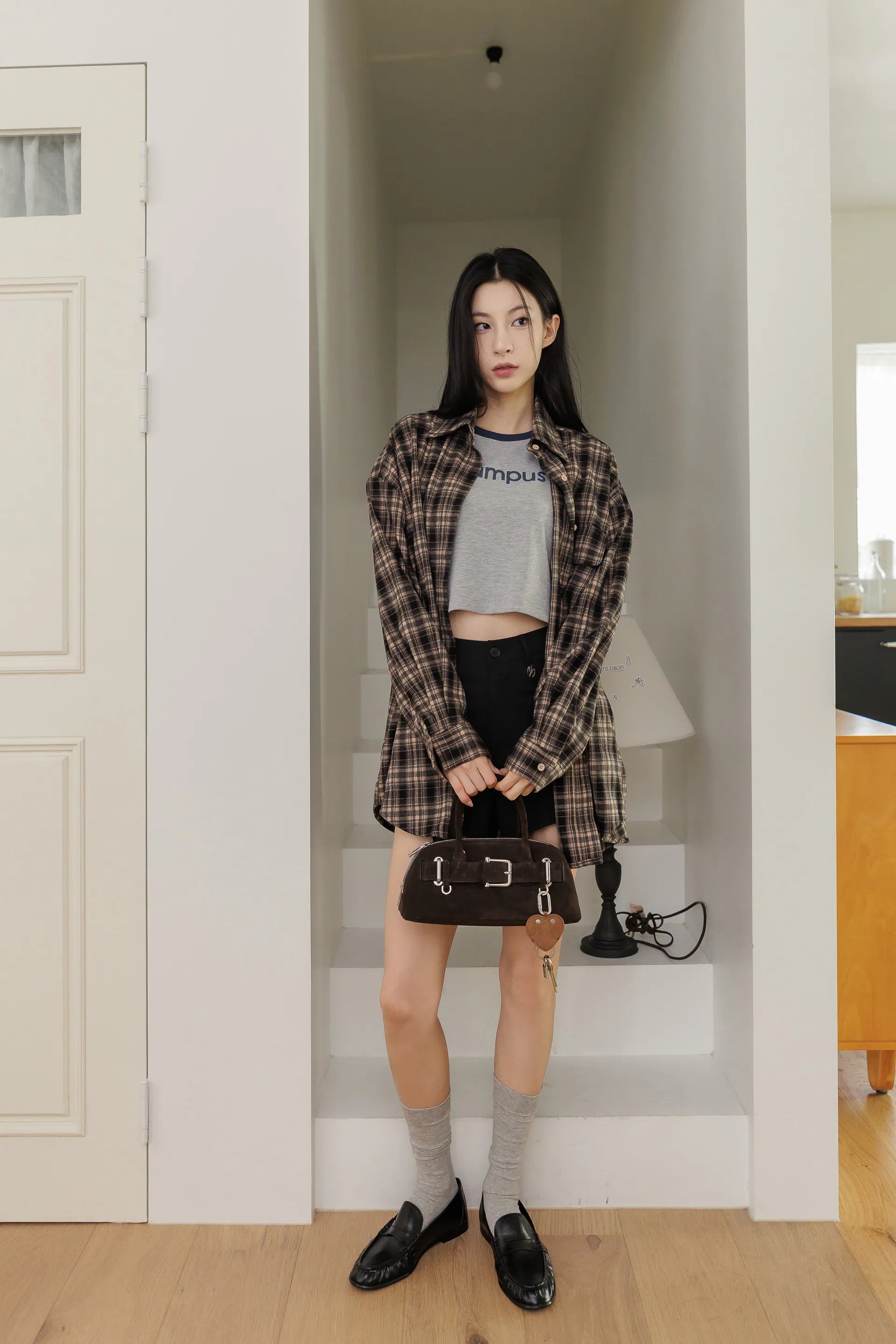 by Bello-campus撞色字母短袖 - 灰