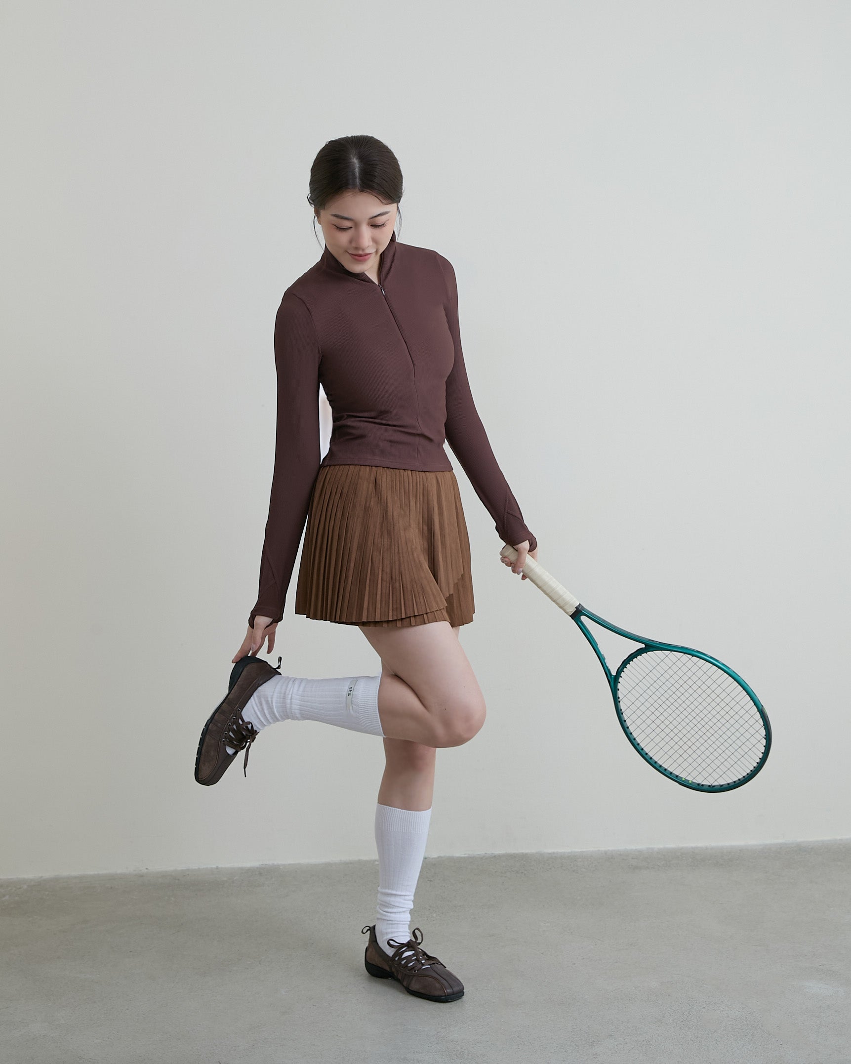 ' sts '  麂皮百褶裙(附網球褲)