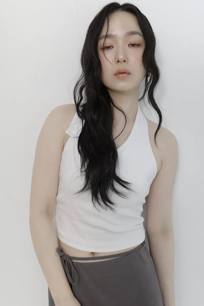 [madebylizzi]棉質繞頸bra背心-白