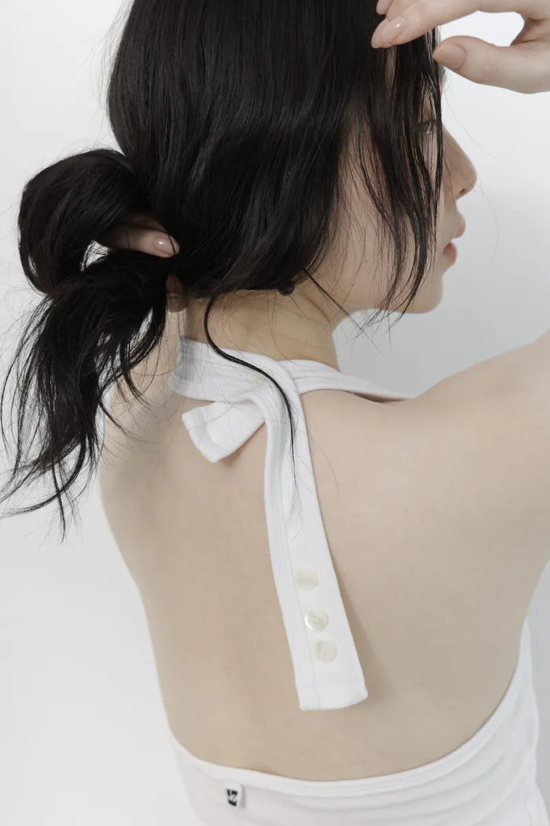 [madebylizzi]棉質繞頸bra背心-白