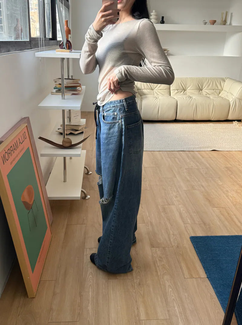 帥歐膩的抓破牛仔褲