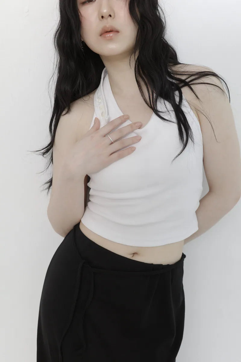 [madebylizzi]棉質繞頸bra背心-白