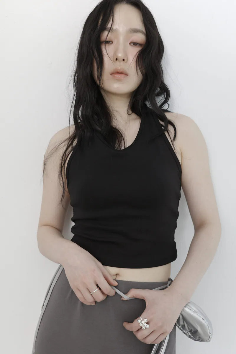 [madebylizzi]棉質繞頸bra背心-黑