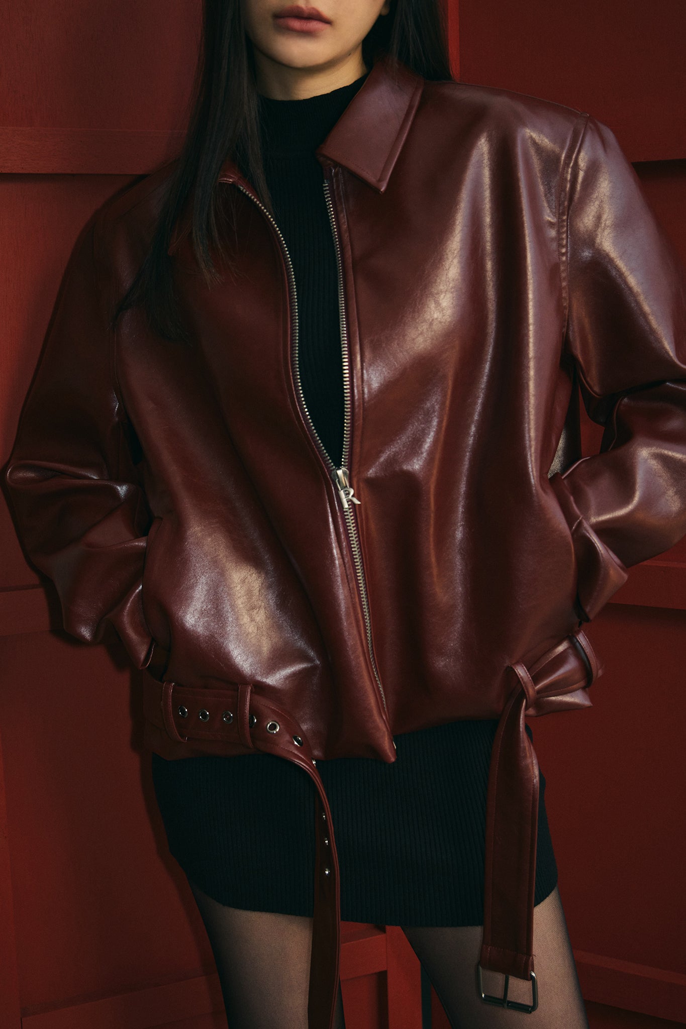 Alpha Faux Leather Jacket 人生皮外套 -酒紅