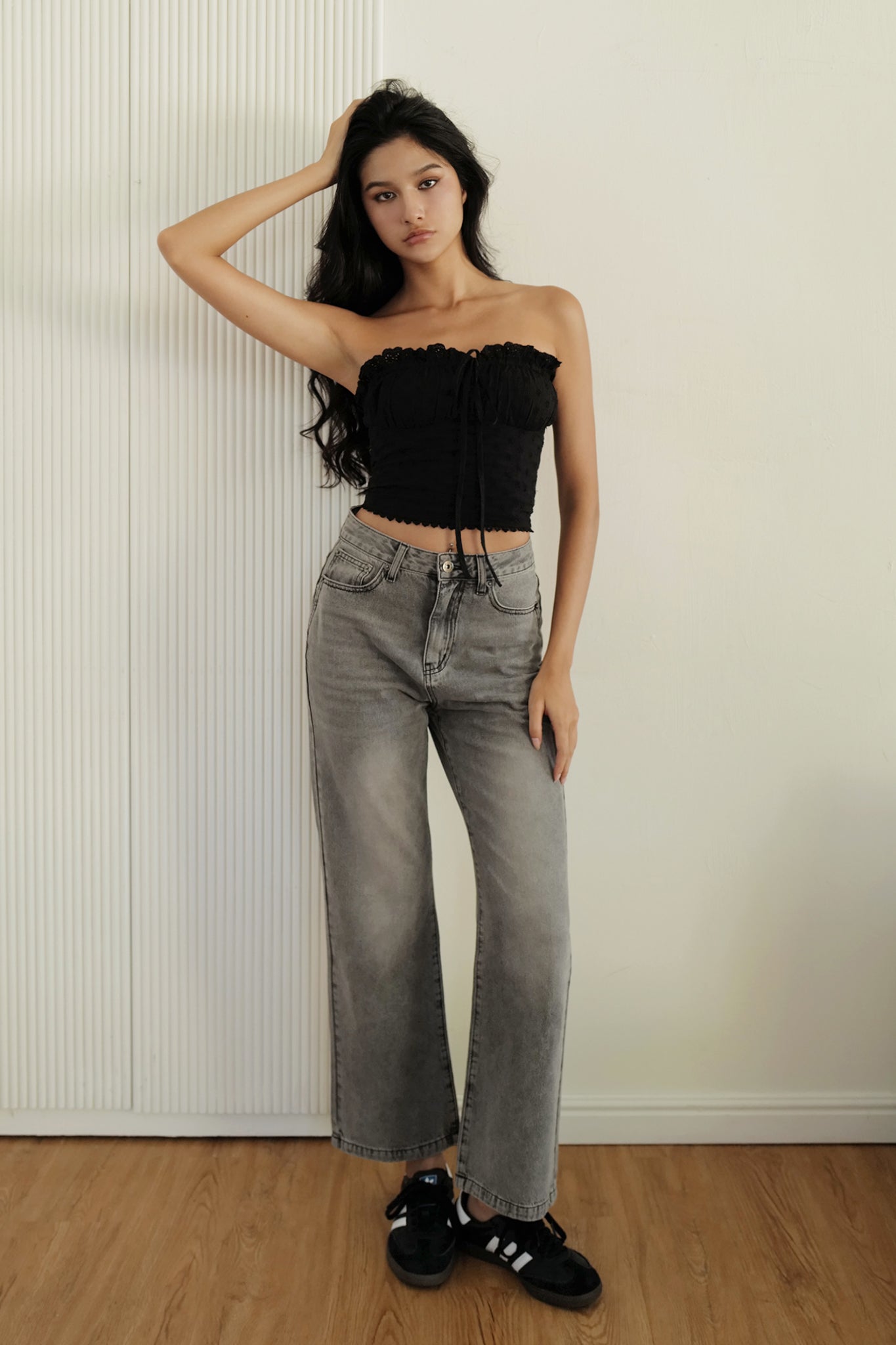 Blossom Bra Top少女心爆發平口胸墊 -黑