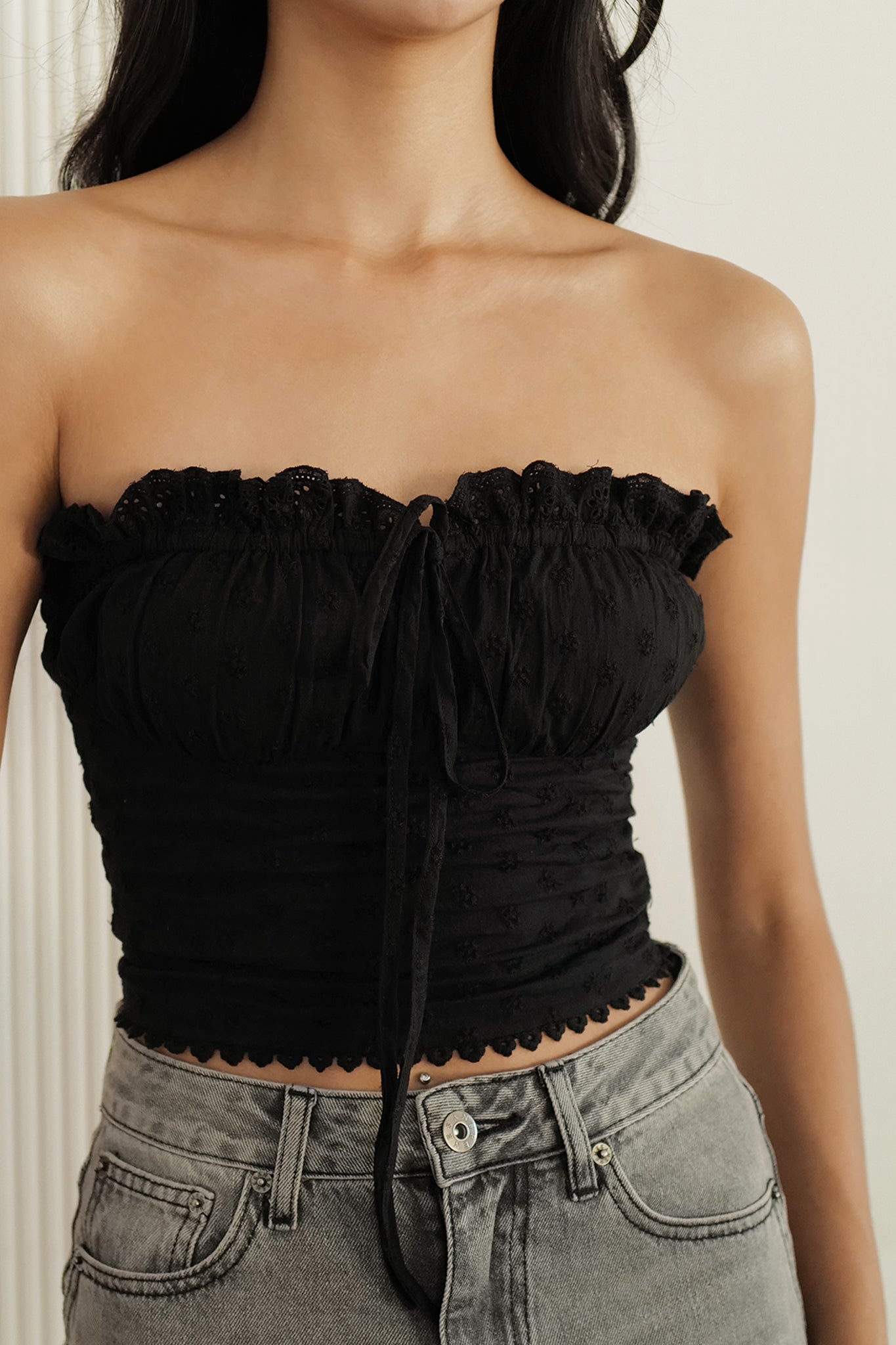 Blossom Bra Top少女心爆發平口胸墊 -黑