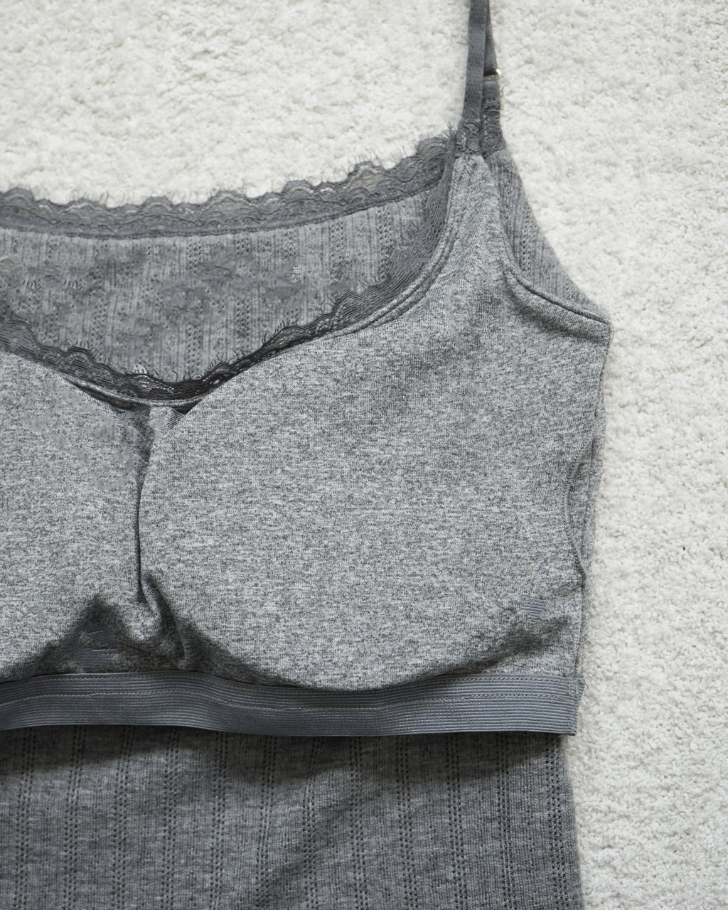 Yueh｜懶人套裝 - 純慾蕾絲遮副乳Bra top #灰