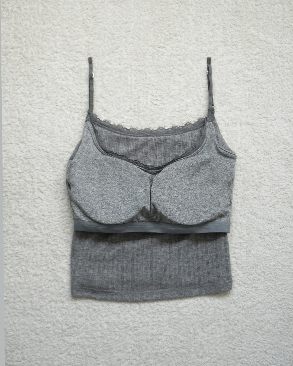 Yueh｜懶人套裝 - 純慾蕾絲遮副乳Bra top #灰
