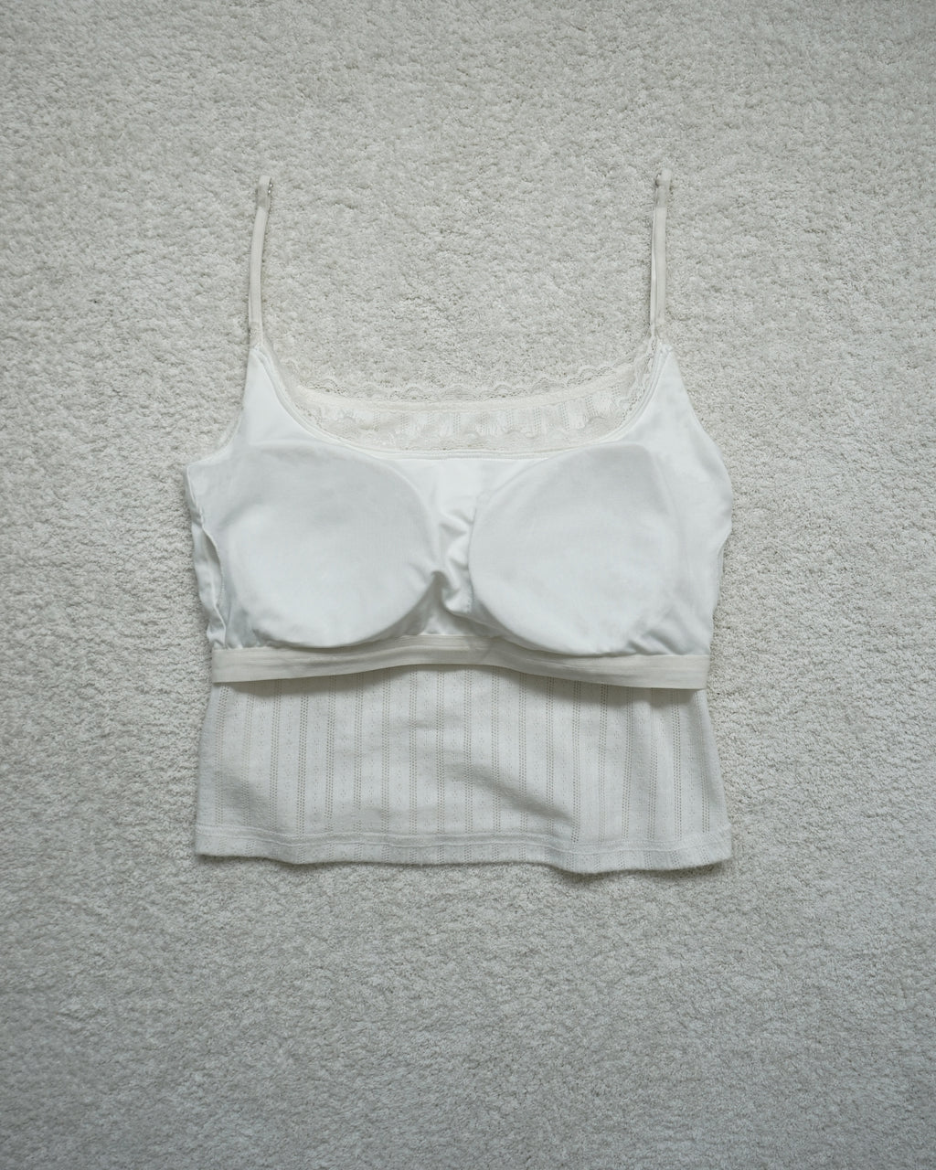 Yueh｜懶人套裝 - 純慾蕾絲遮副乳Bra top #白