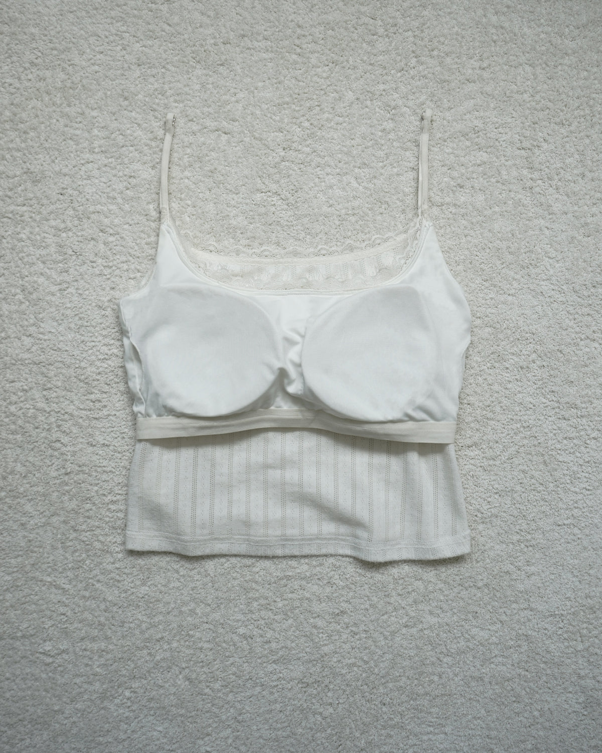 Yueh｜懶人套裝 - 純慾蕾絲遮副乳Bra top #白
