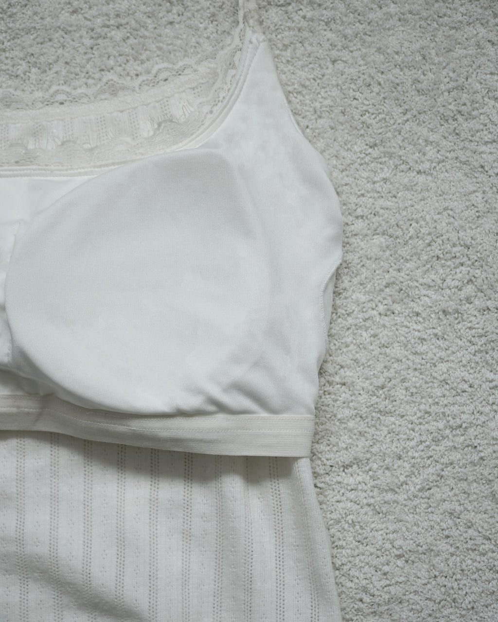 Yueh｜懶人套裝 - 純慾蕾絲遮副乳Bra top #白