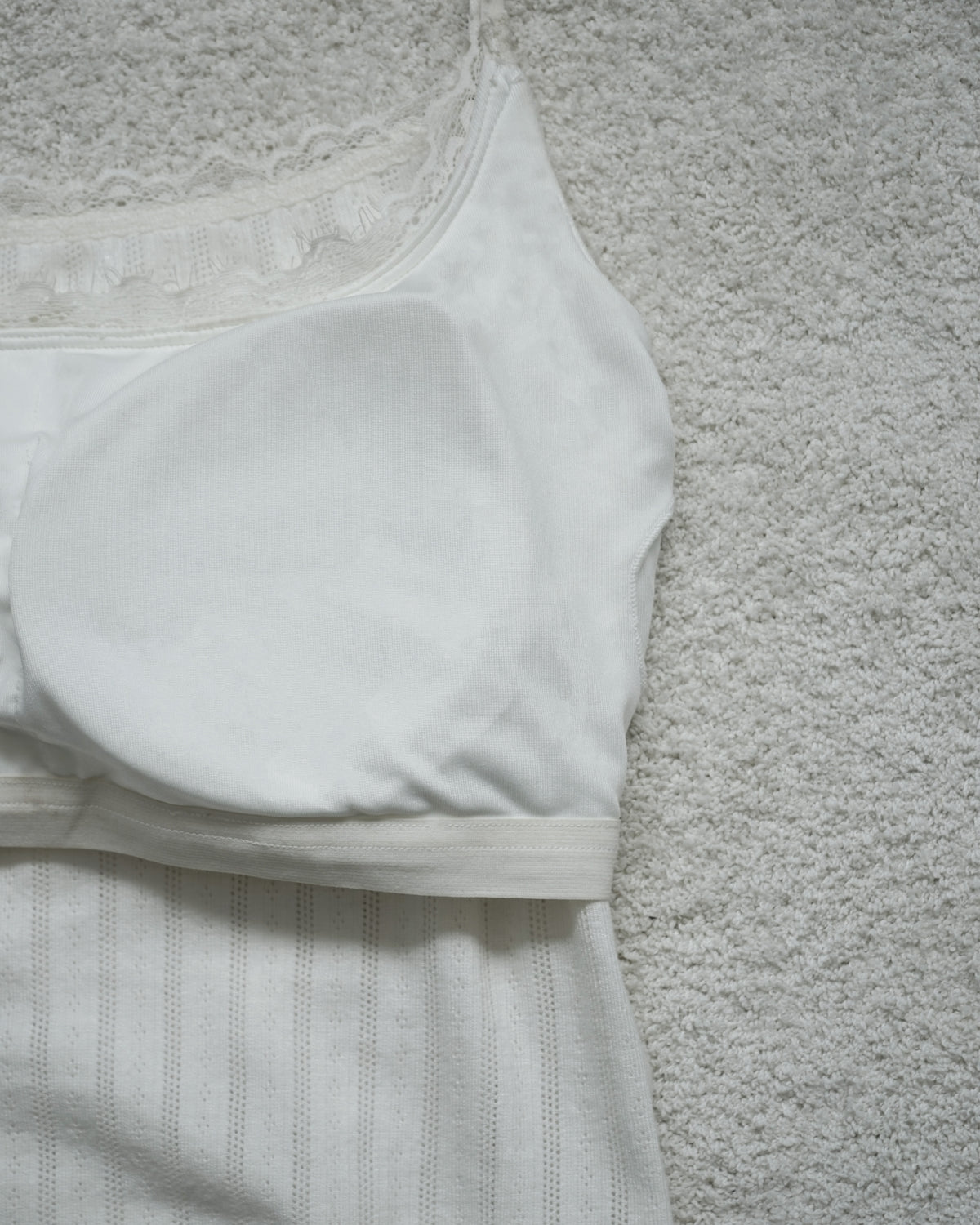 Yueh｜懶人套裝 - 純慾蕾絲遮副乳Bra top #白