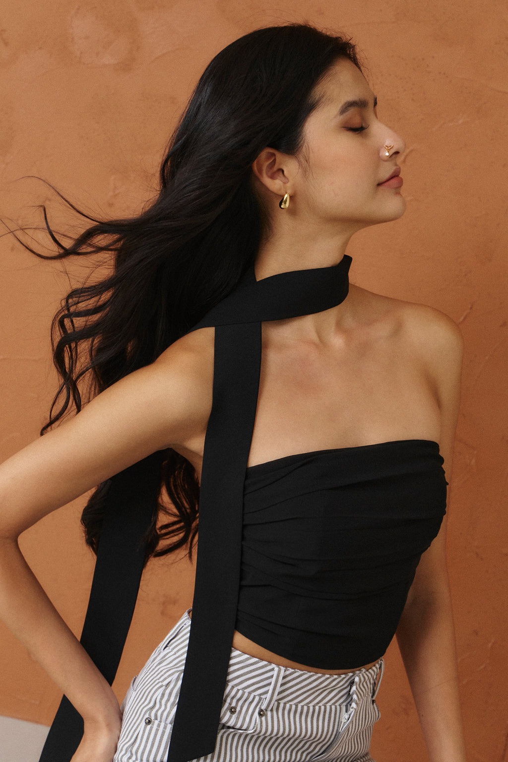 Dune Corset Top 沙丘領巾上衣 -黑