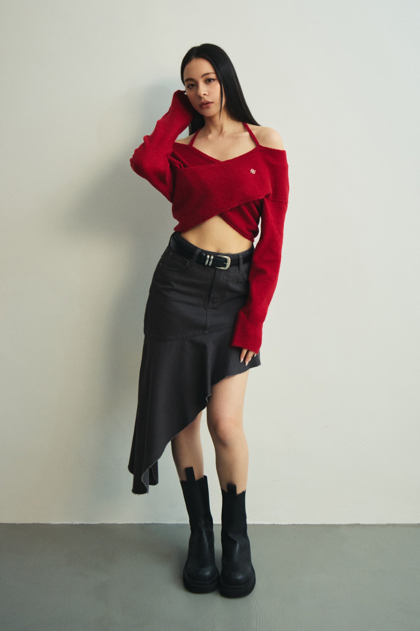 Favorite Things Sweater 超溫柔交叉露肩毛衣 -紅