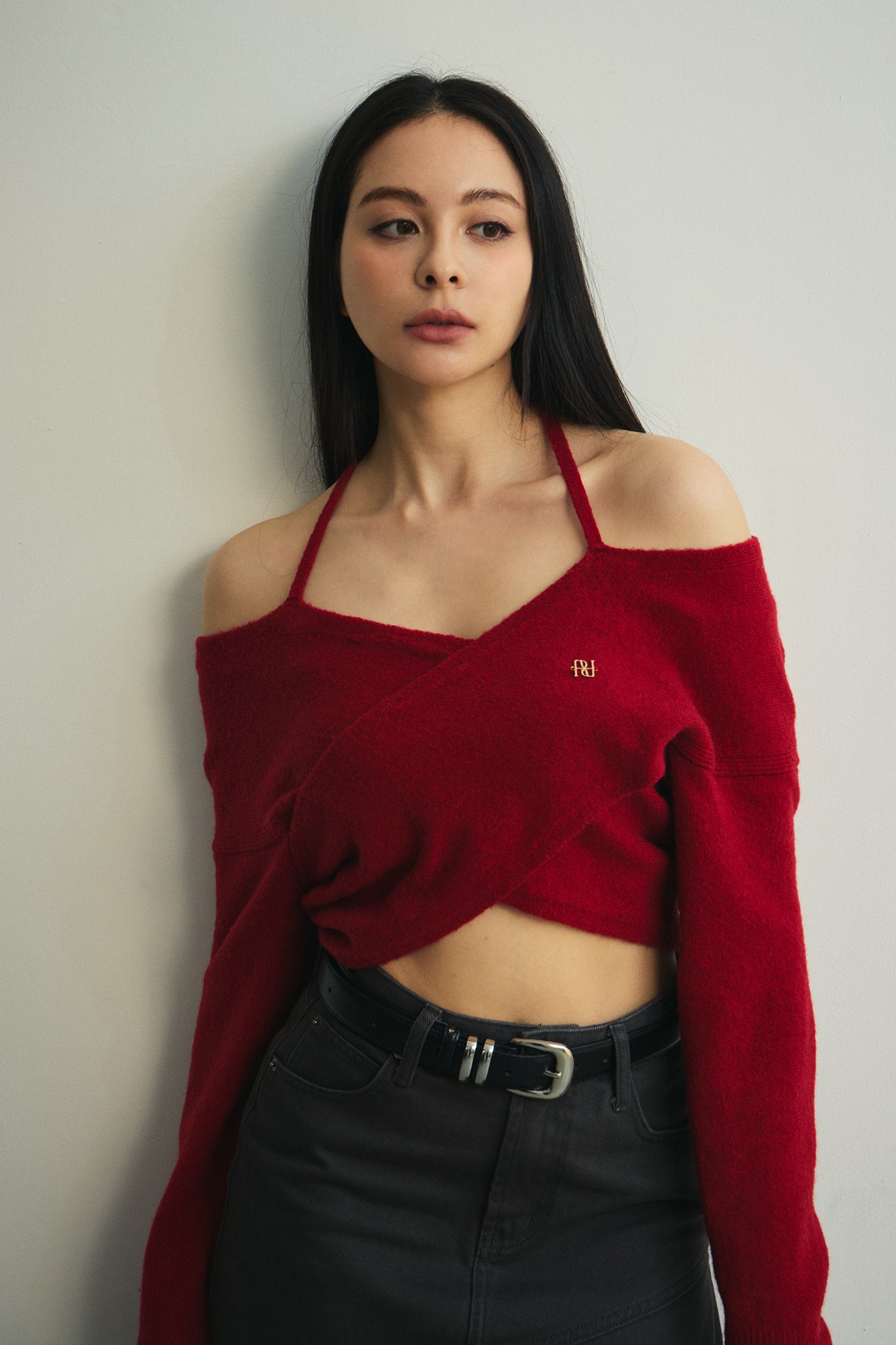 Favorite Things Sweater 超溫柔交叉露肩毛衣 -紅