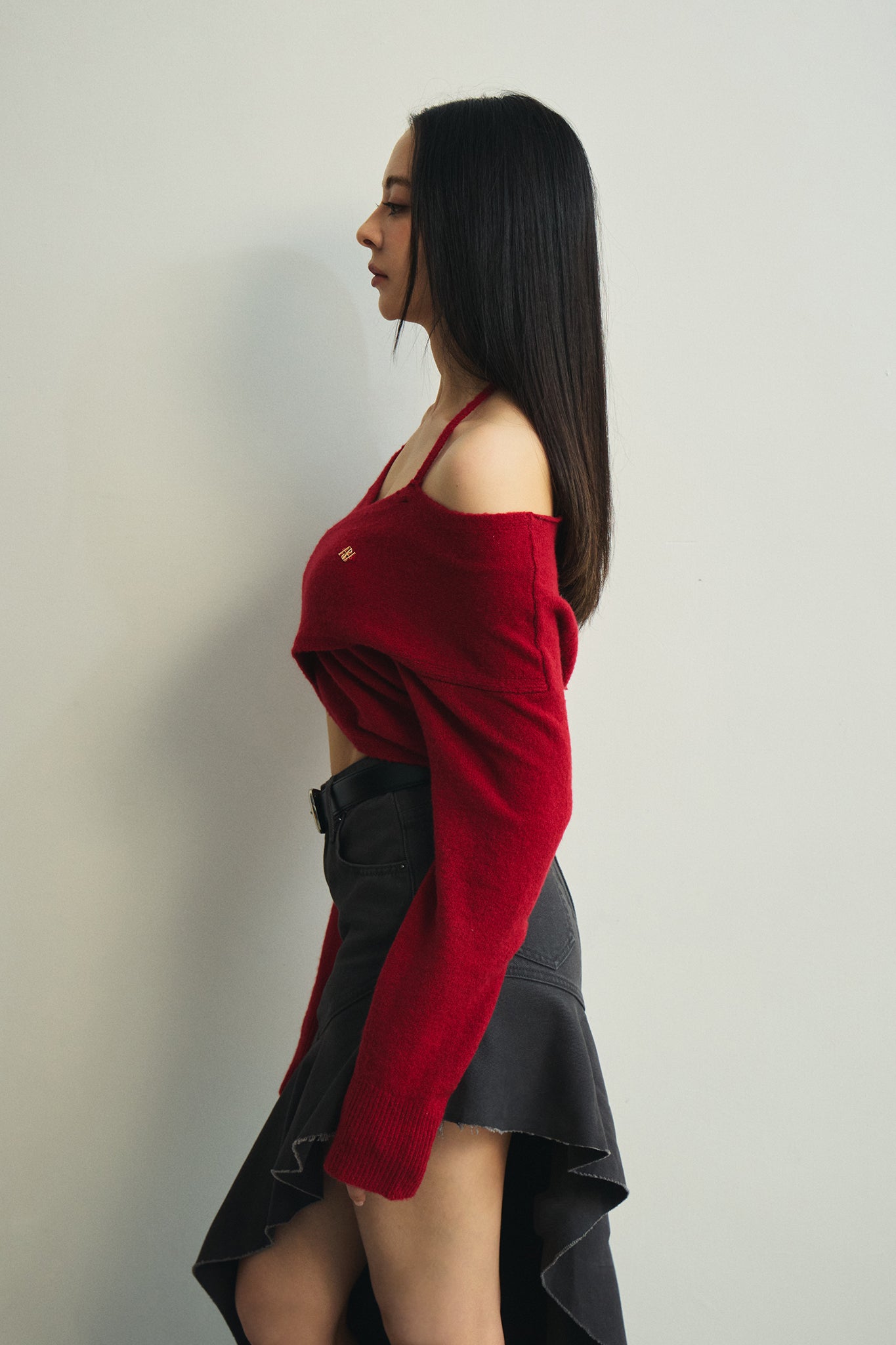 Favorite Things Sweater 超溫柔交叉露肩毛衣 -紅