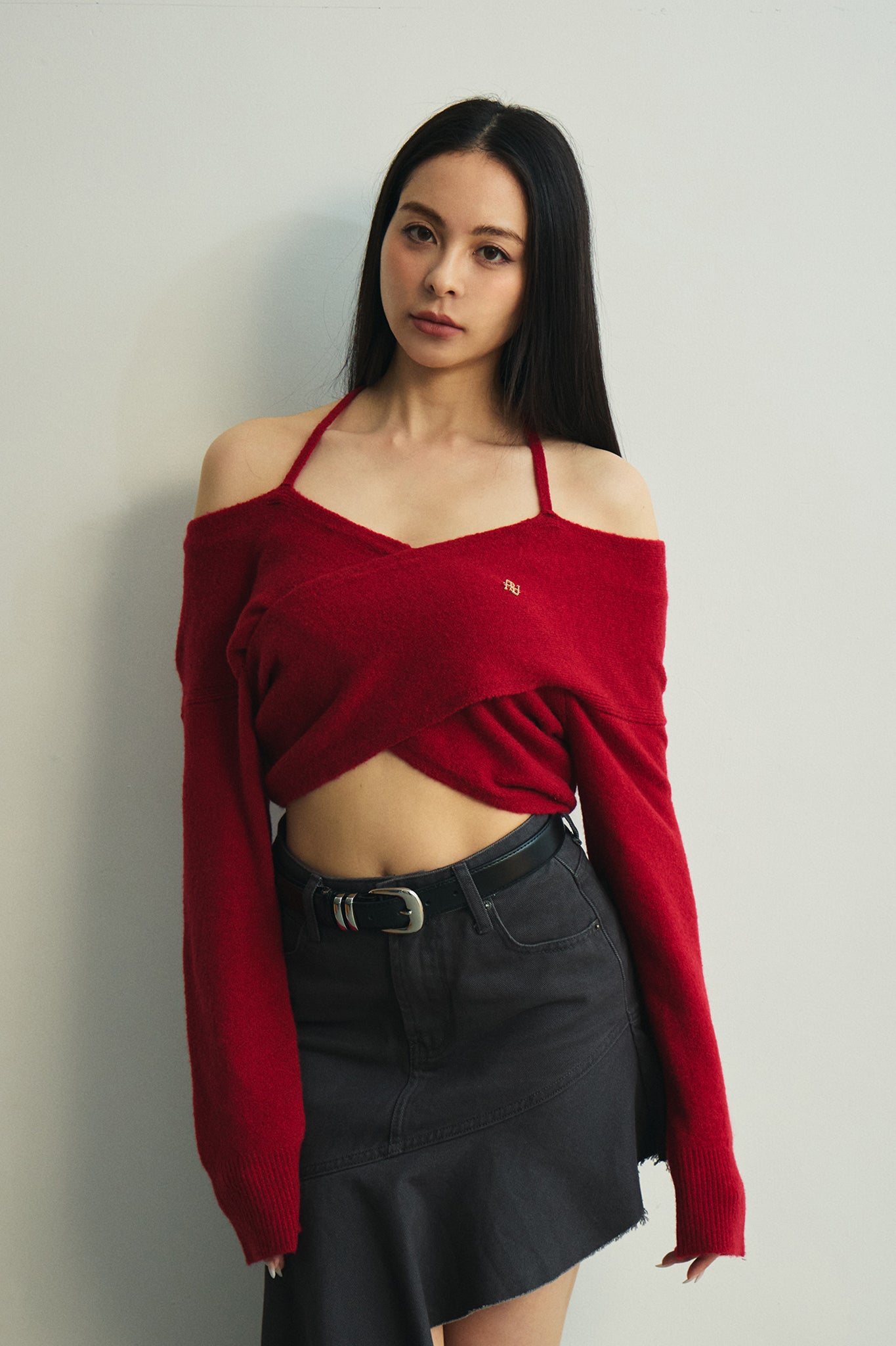 Favorite Things Sweater 超溫柔交叉露肩毛衣 -紅