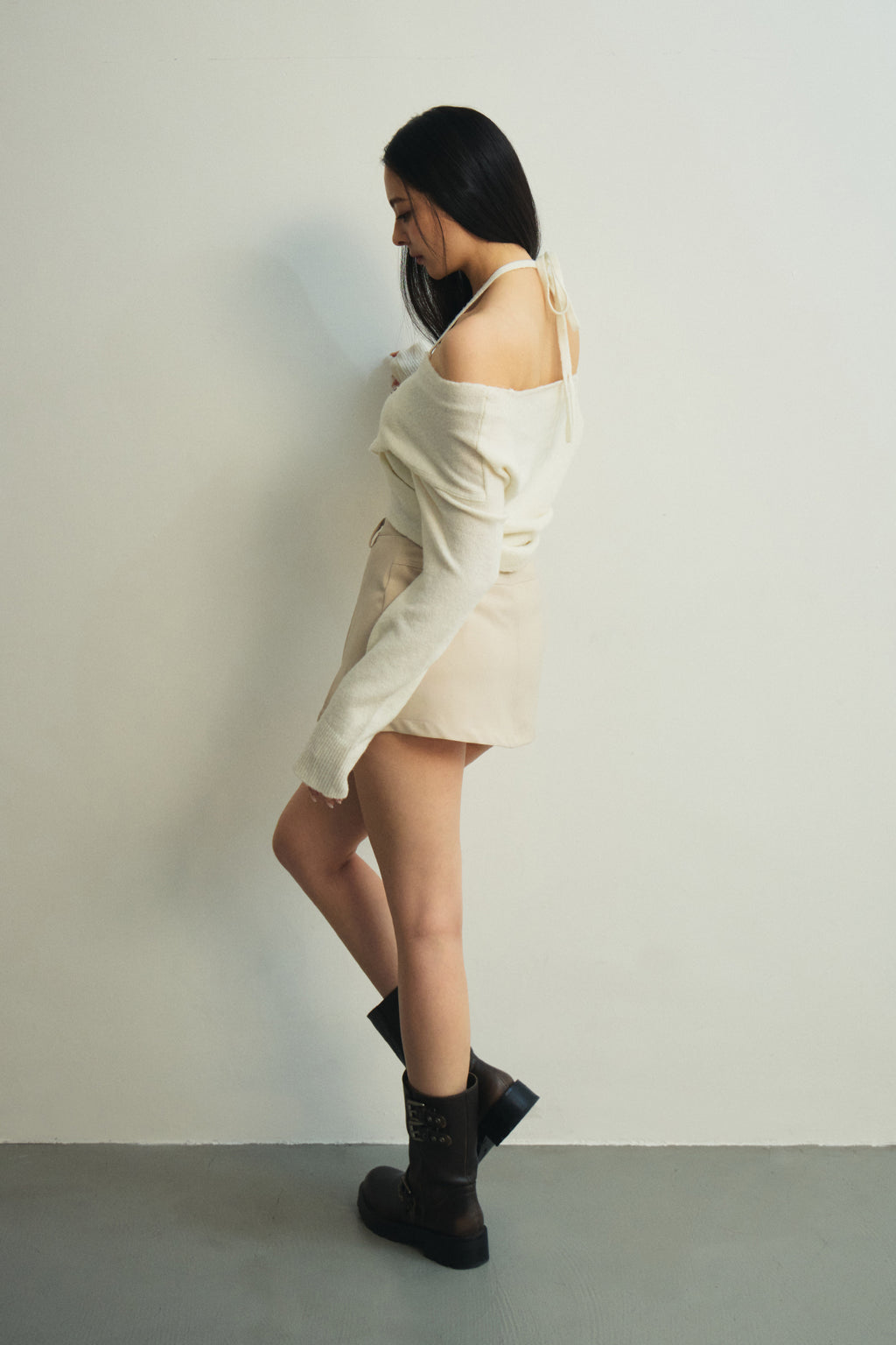 Favorite Things Sweater 超溫柔交叉露肩毛衣 -白