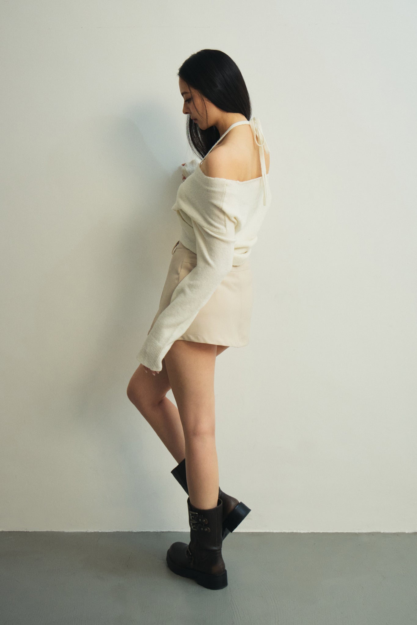 Favorite Things Sweater 超溫柔交叉露肩毛衣 -白