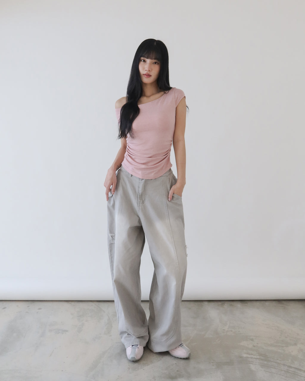 D.Second Skin濾鏡斜肩Bra T -粉