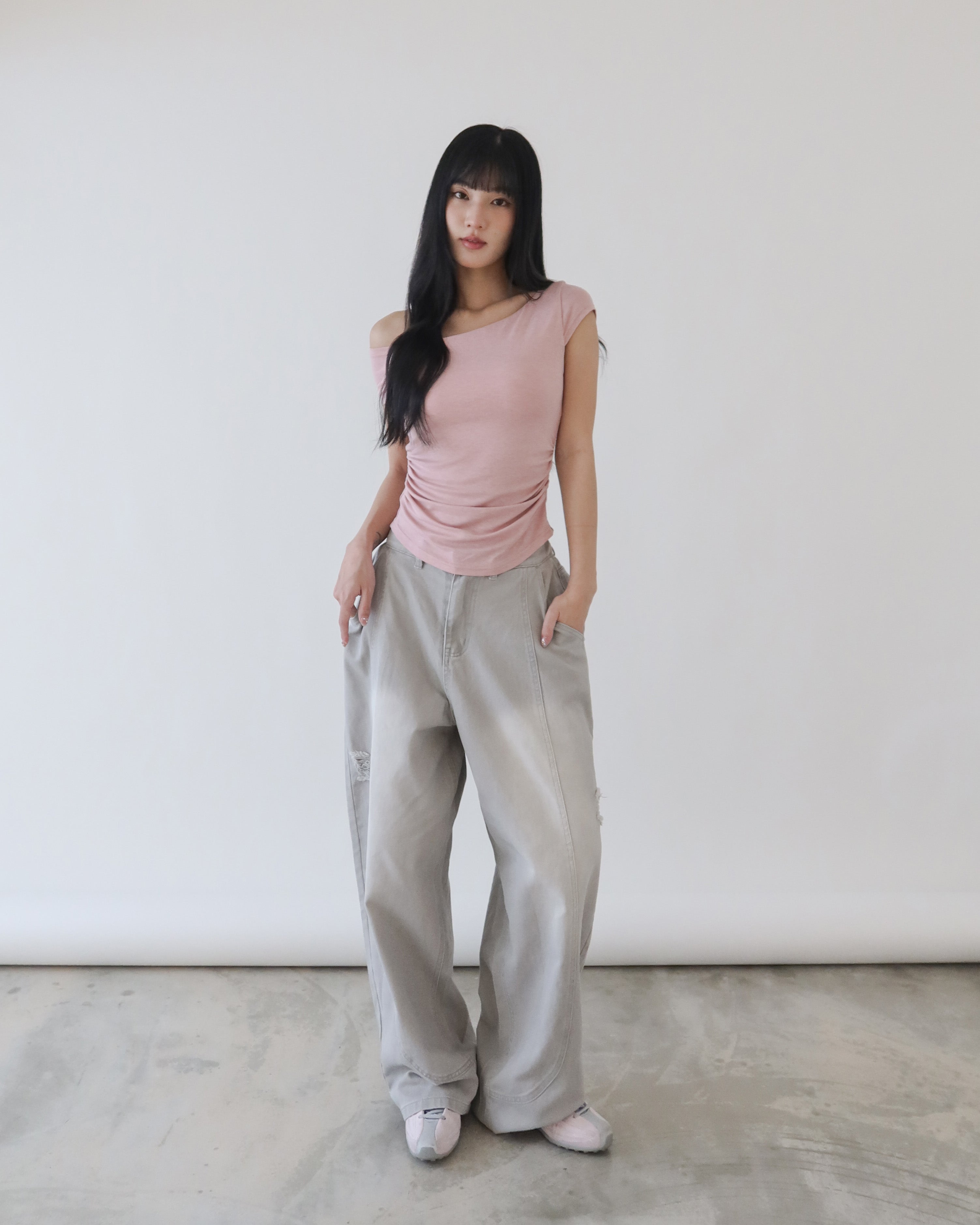 D.Second Skin濾鏡斜肩Bra T -粉