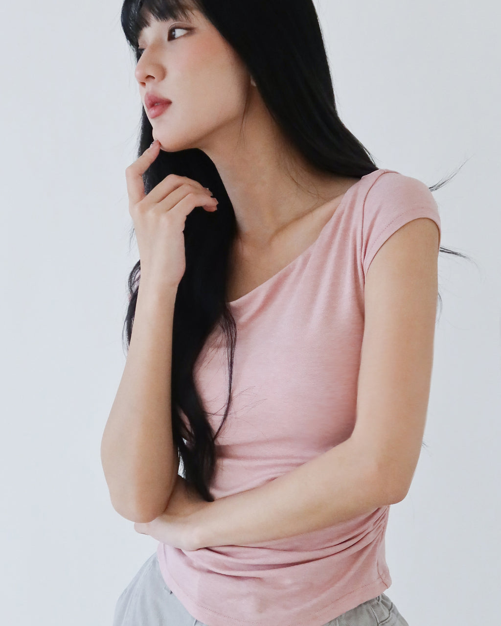 D.Second Skin濾鏡斜肩Bra T -粉