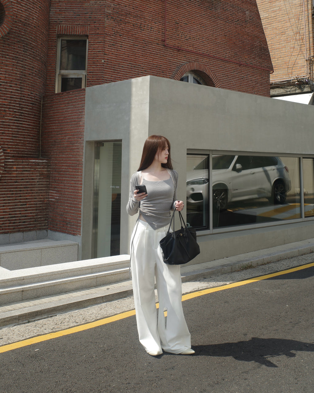 hua 莫代爾抽繩bra top #grey