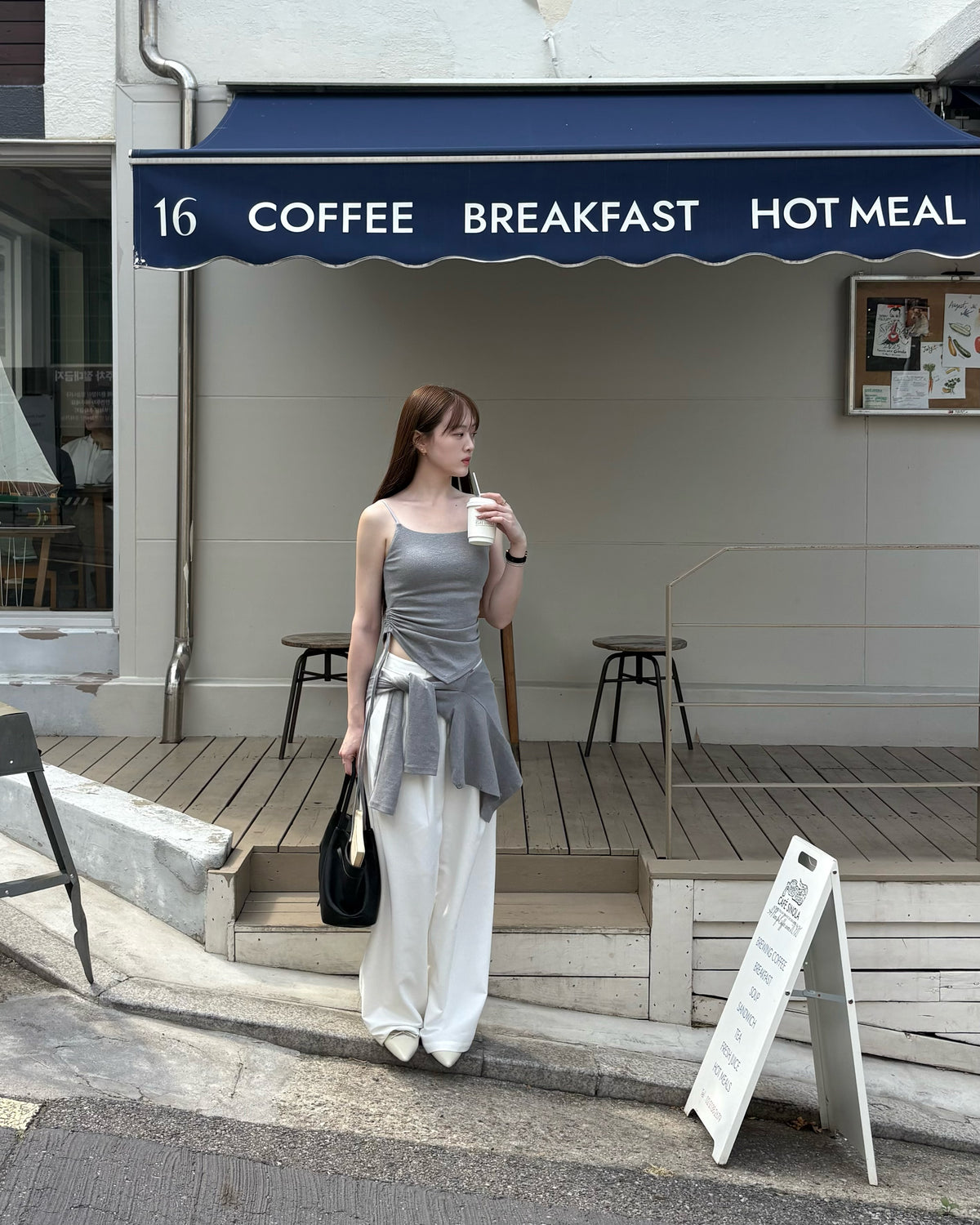 hua 莫代爾抽繩bra top #grey