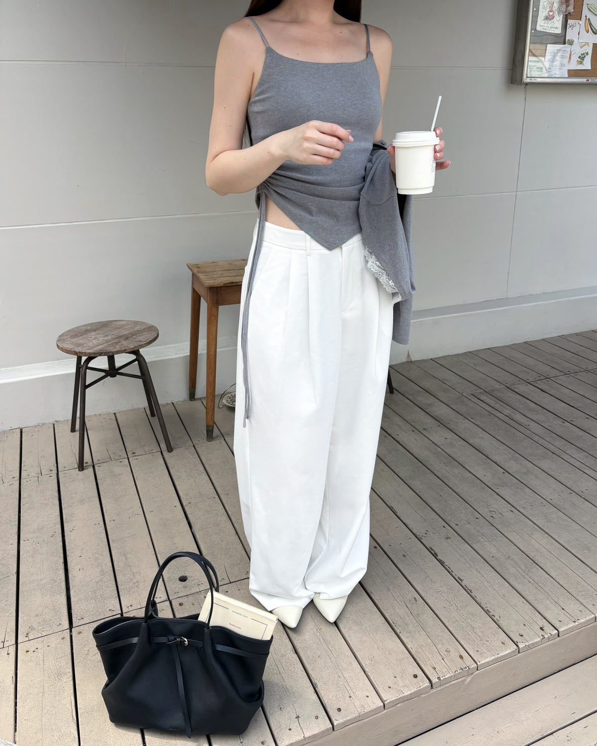 hua 莫代爾抽繩bra top #grey