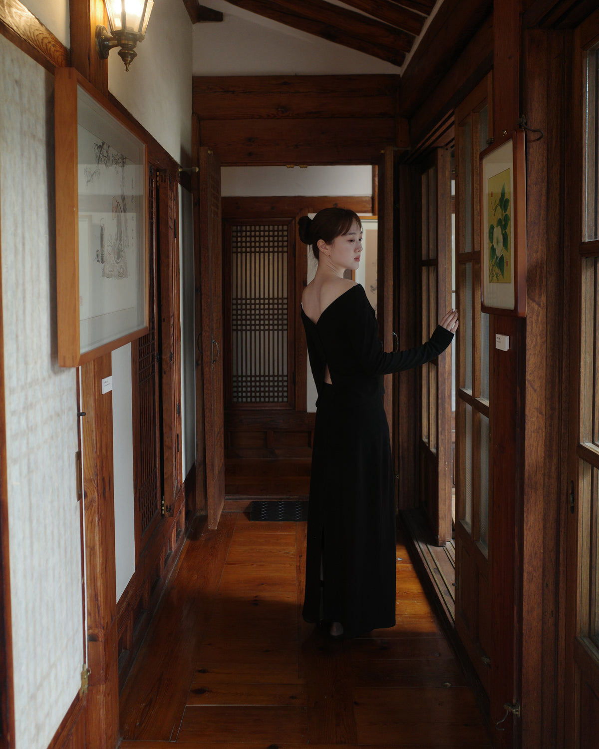 hua 可拆式蕾絲長裙 #black