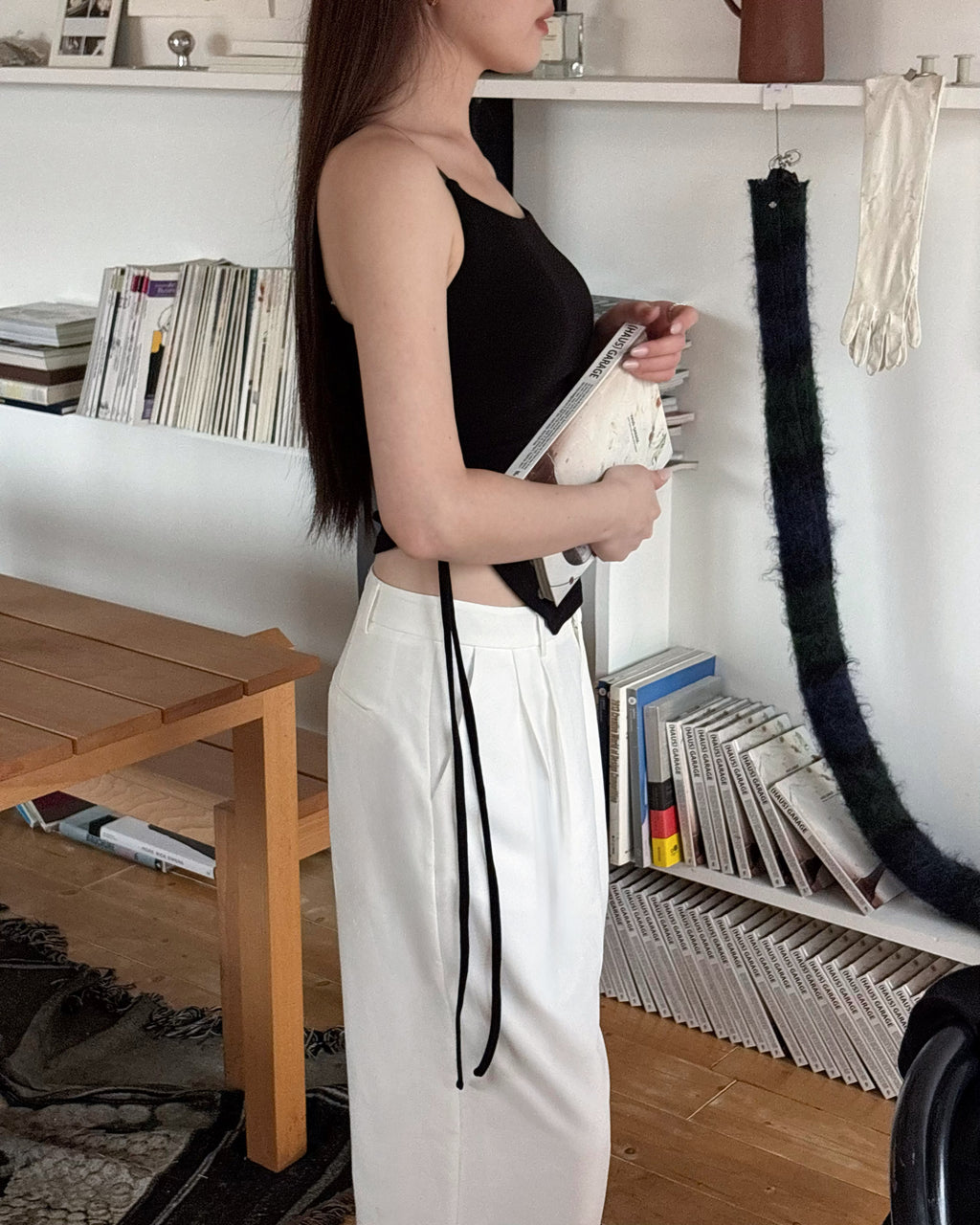 hua 莫代爾抽繩bra top #black