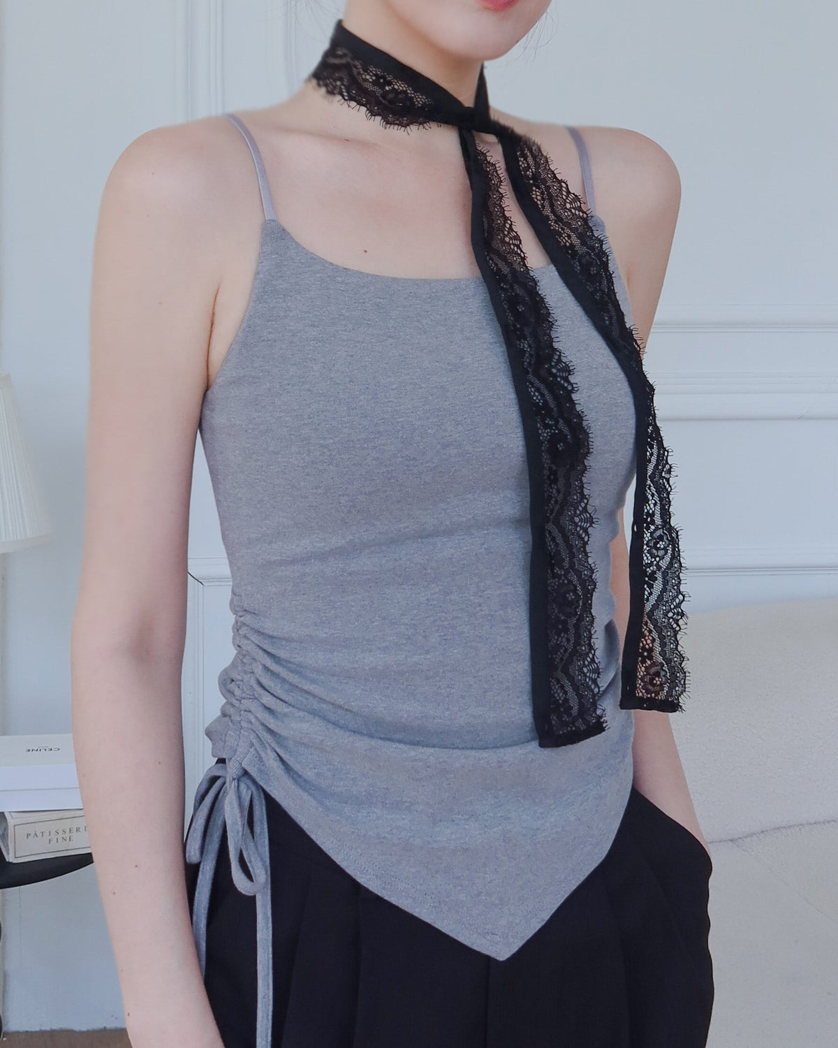hua 莫代爾抽繩bra top #grey