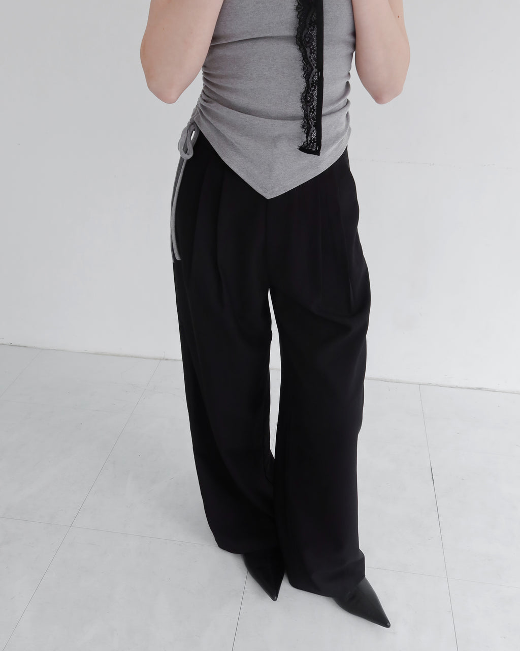hua 可調節修身長褲 #black