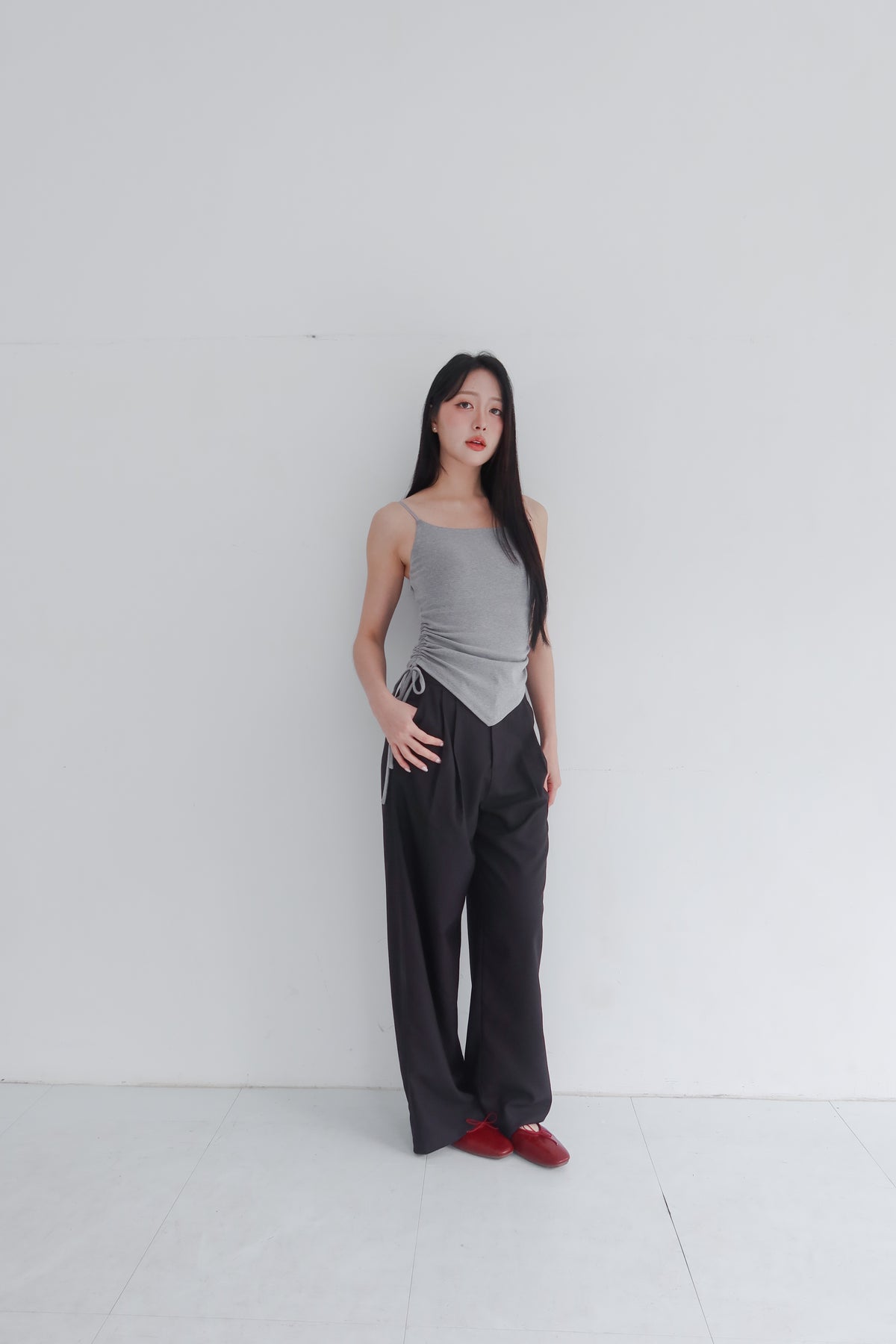 hua 可調節修身長褲 #black