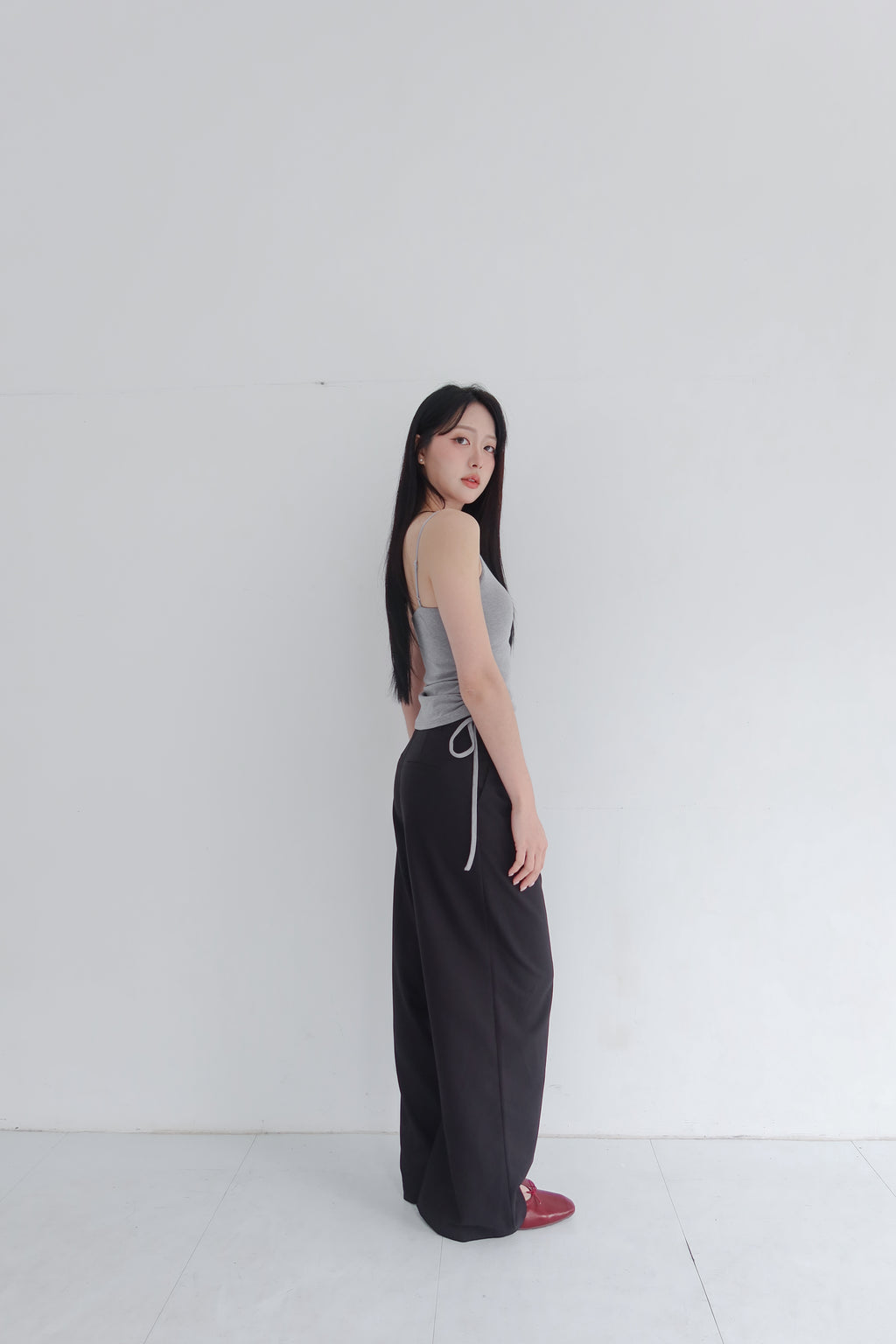 hua 可調節修身長褲 #black