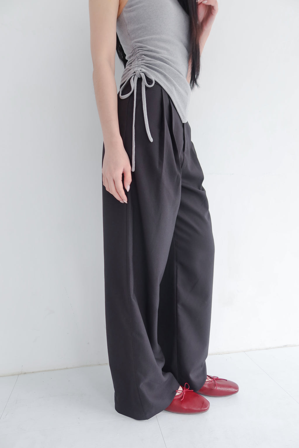 hua 可調節修身長褲 #black