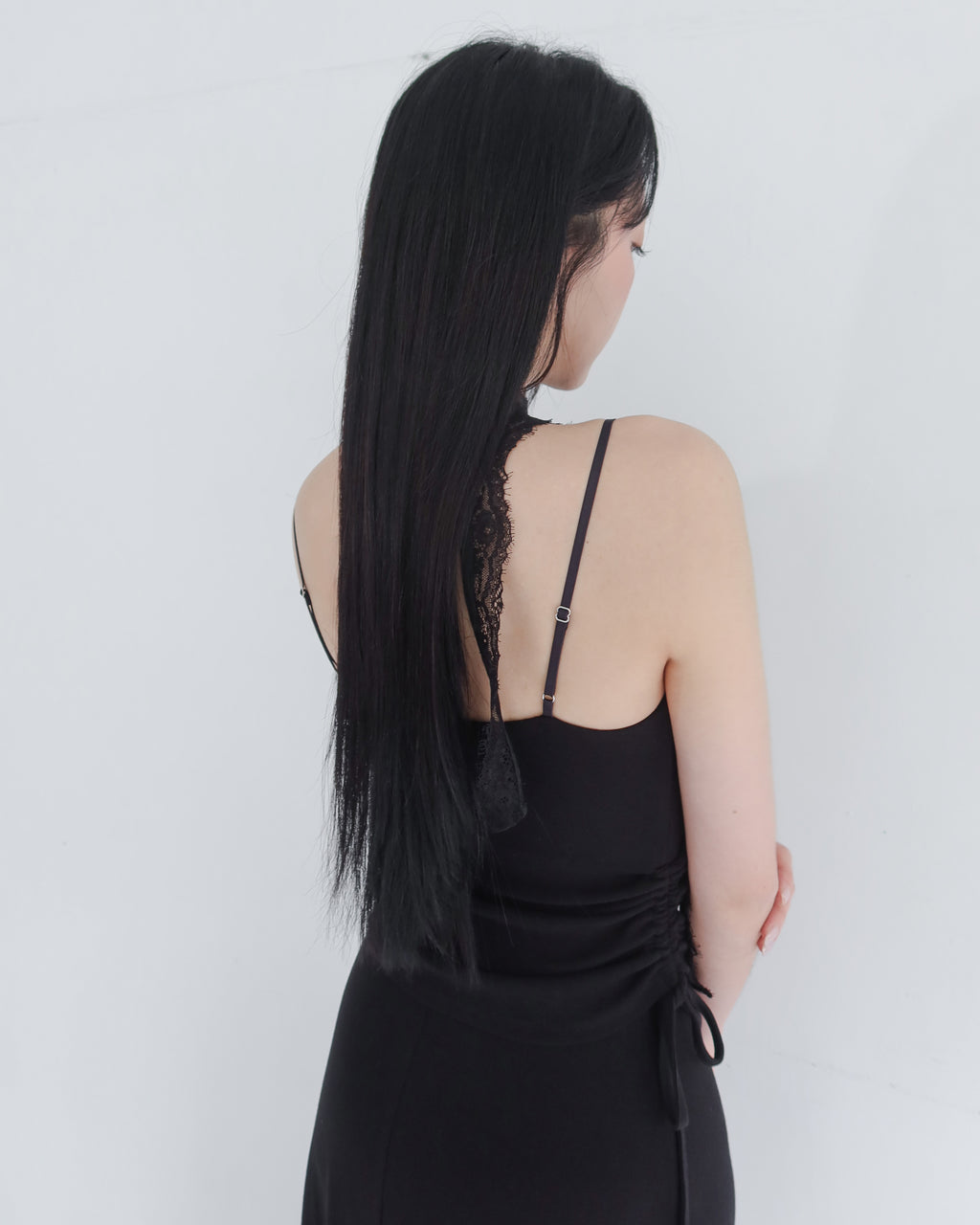 hua 莫代爾抽繩bra top #black