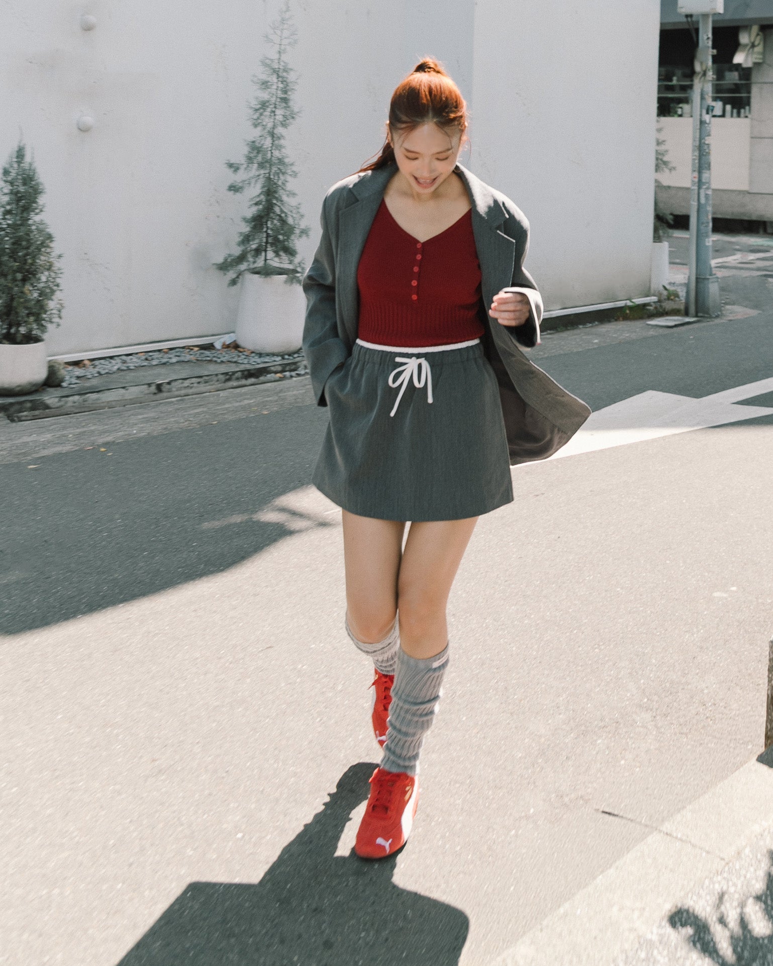 ' sts ' 雙腰頭抽繩西裝短裙