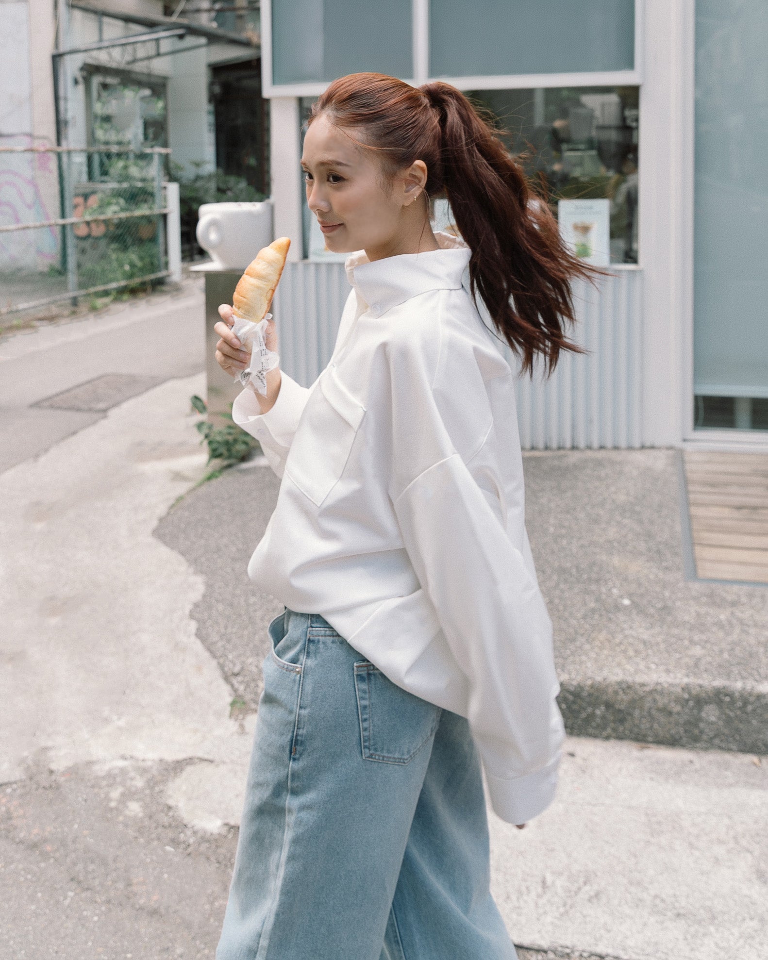 ' sts ' 寬版抗皺長袖襯衫