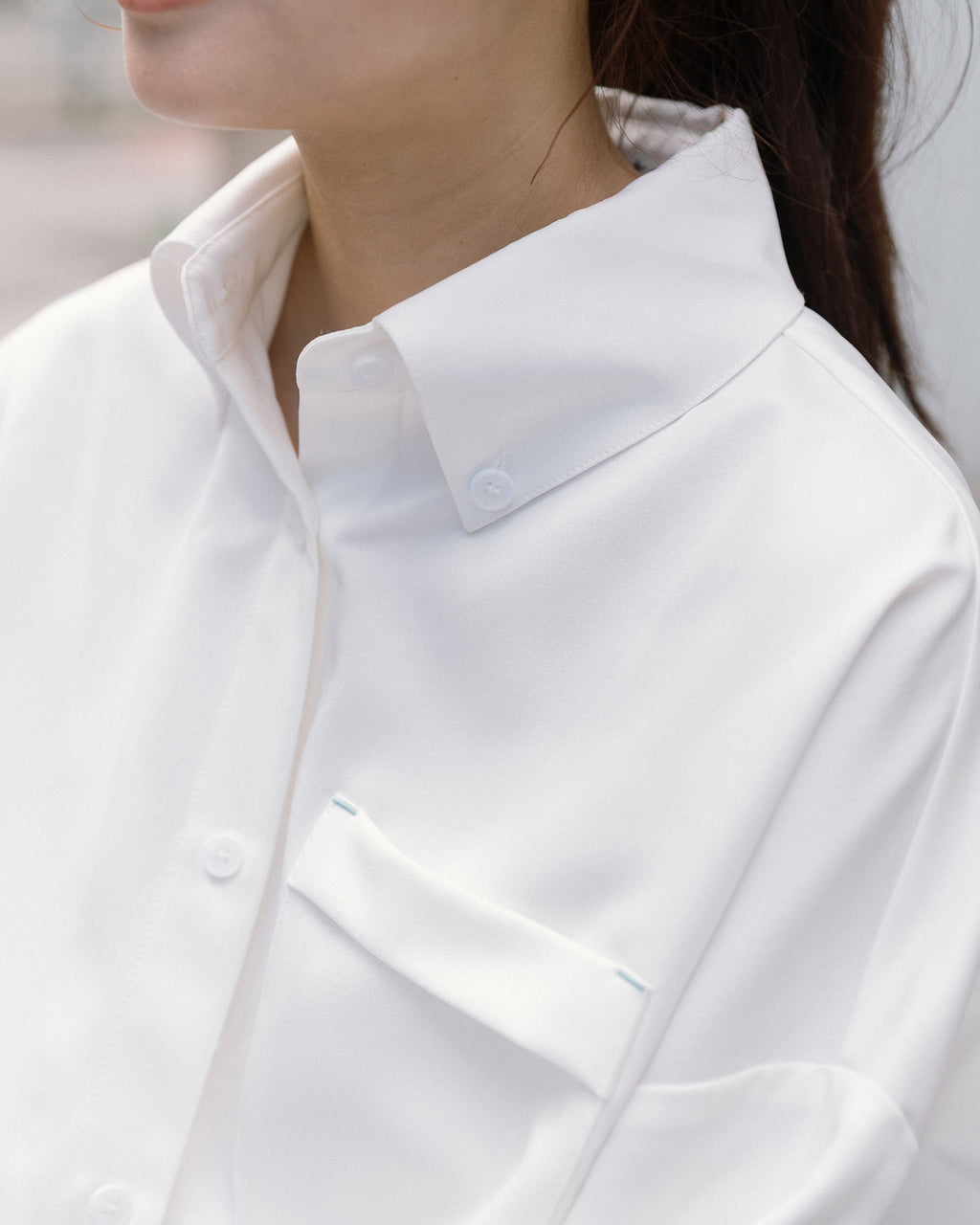 ' sts ' 寬版抗皺長袖襯衫