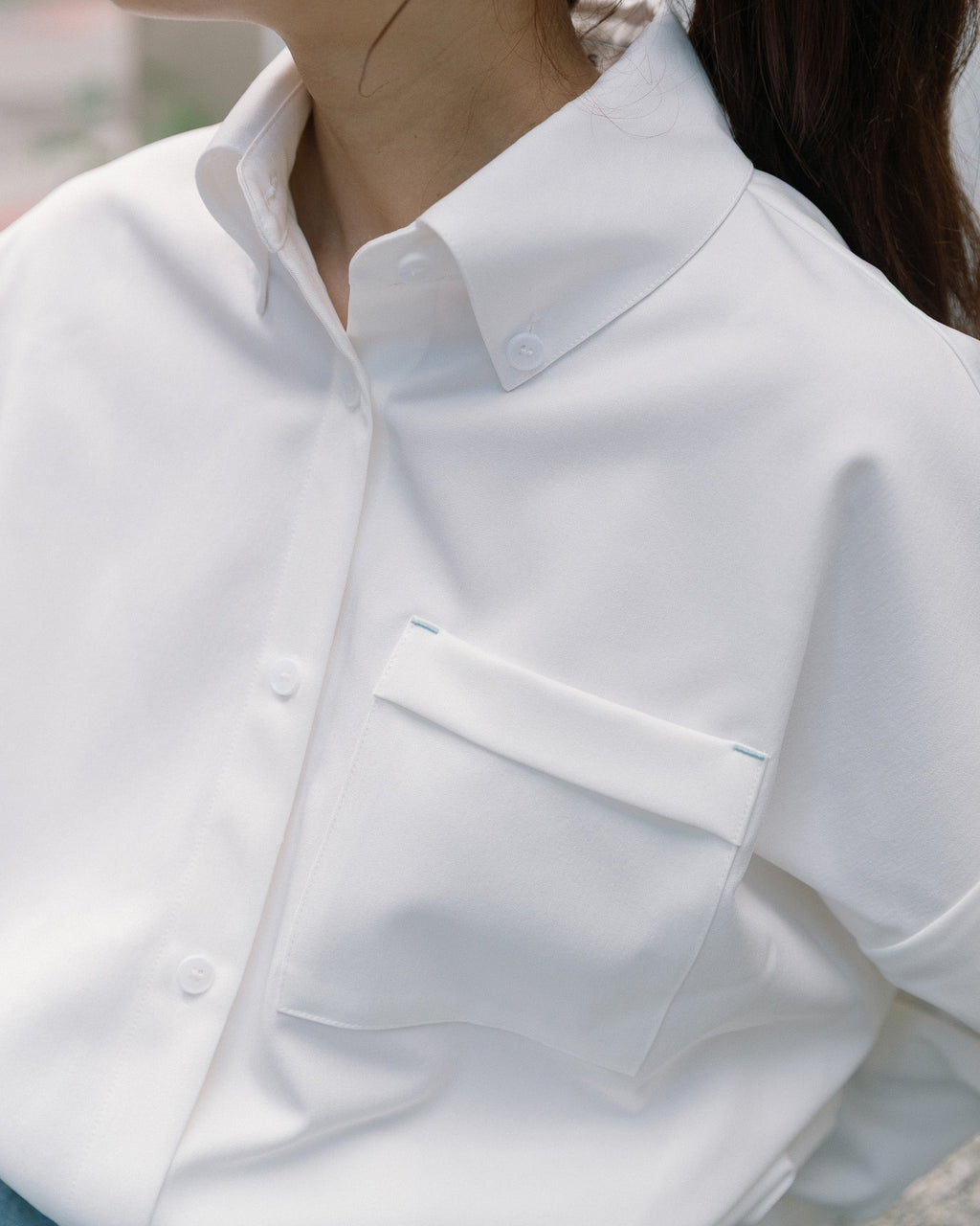 ' sts ' 寬版抗皺長袖襯衫